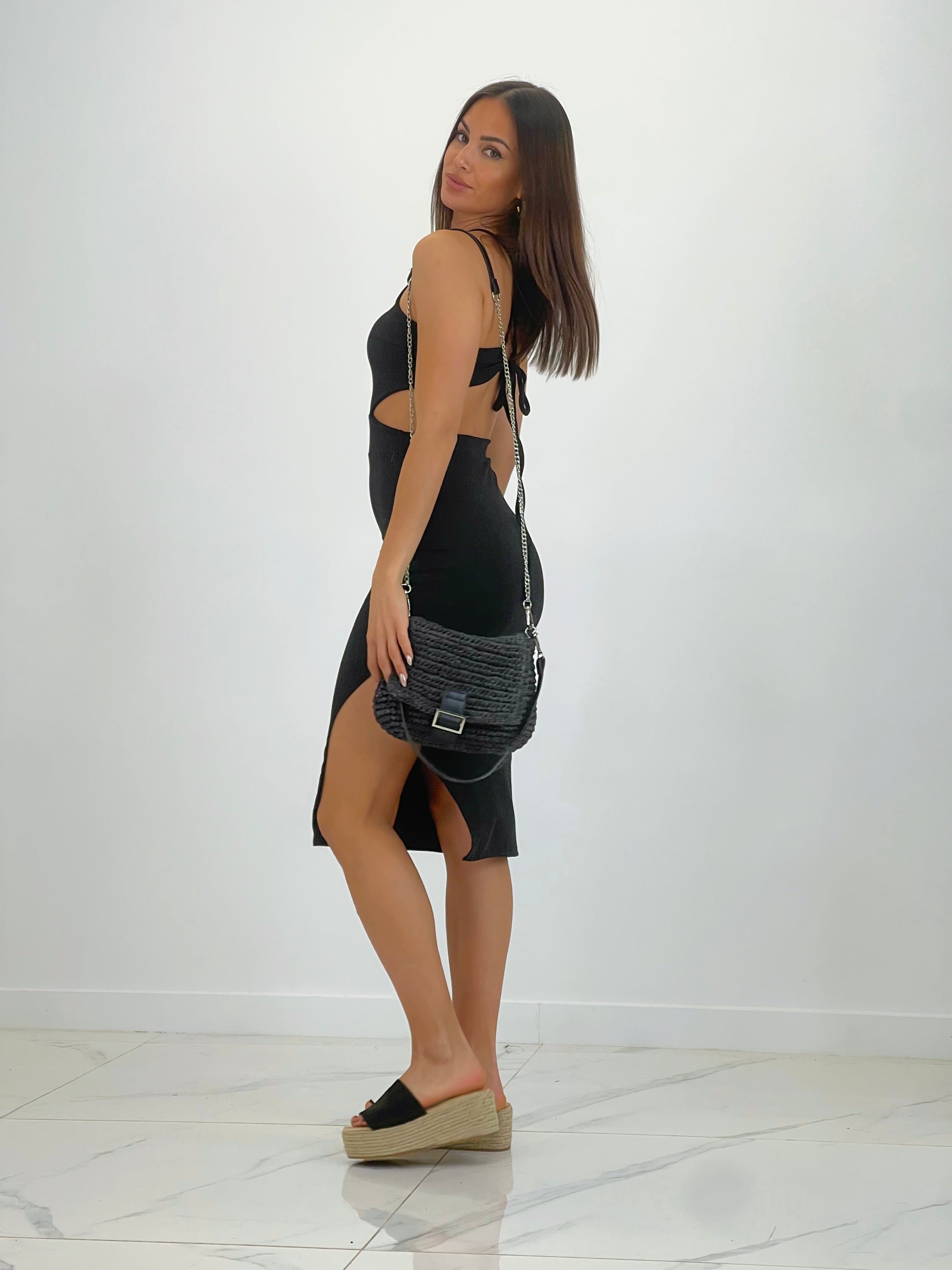 Vestido midi canalé halter lace up - Zebra&Maduixa®