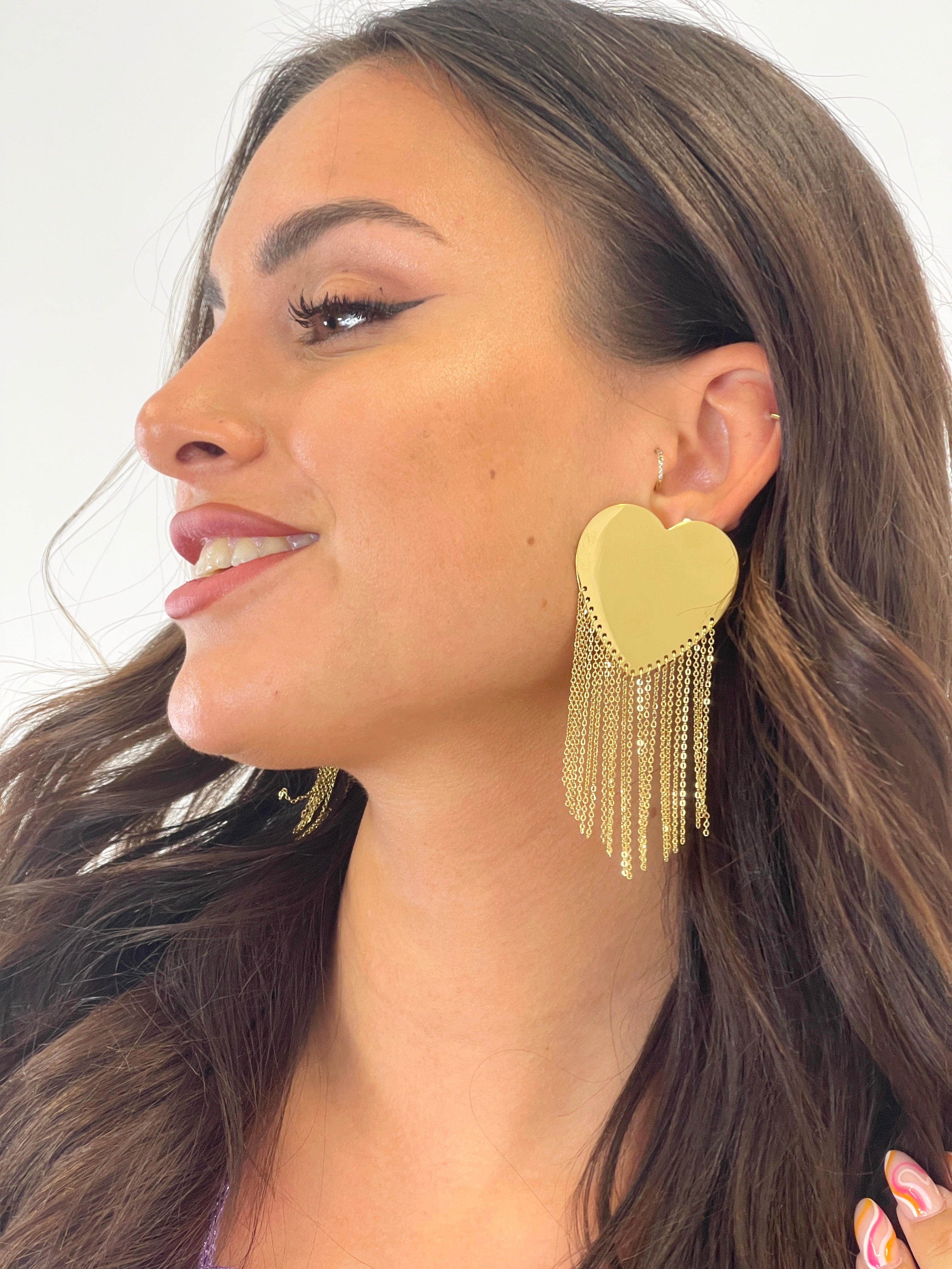 Pendientes corazón flecos - Zebra&Maduixa®