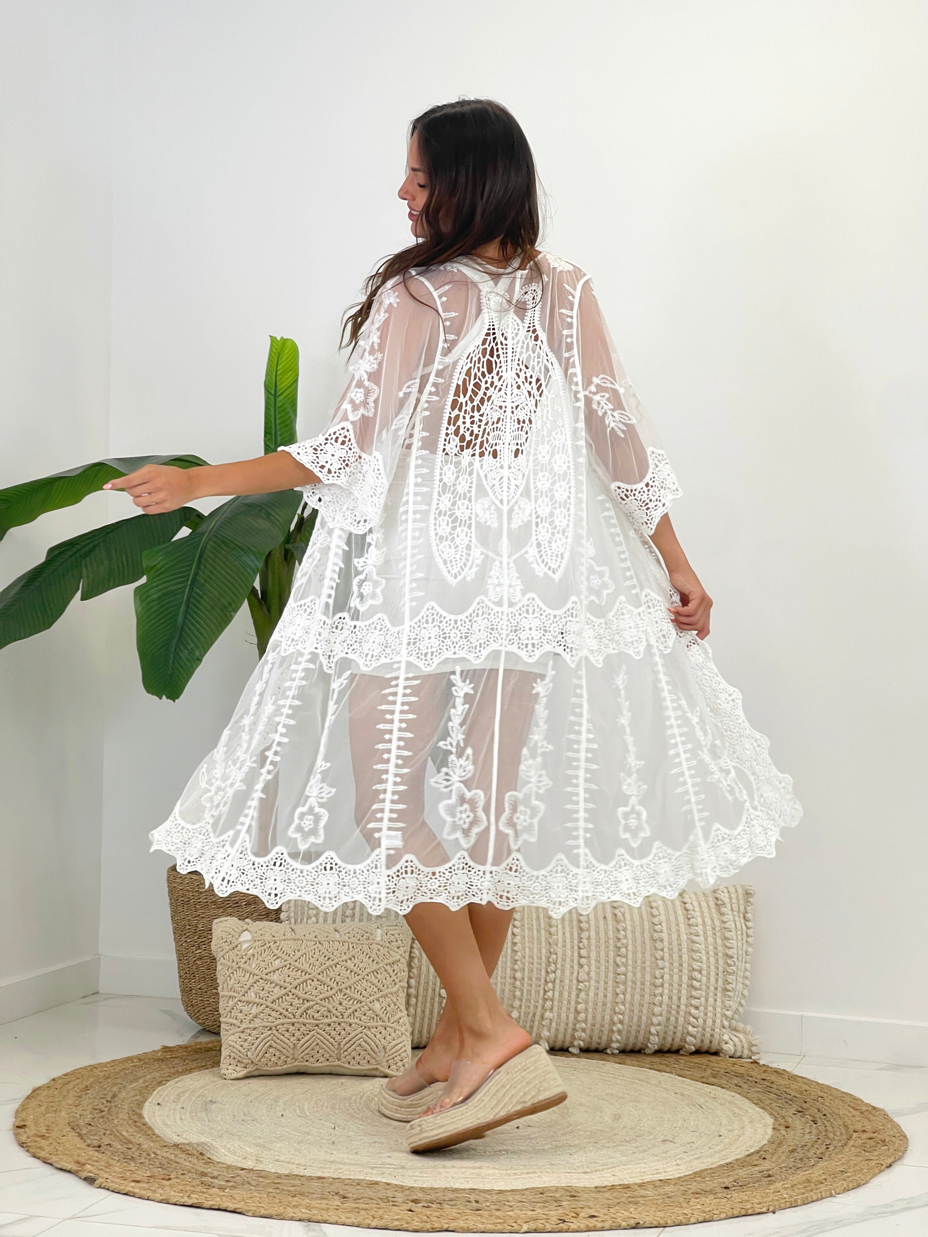 Kimono largo calado bordado - Zebra&Maduixa®
