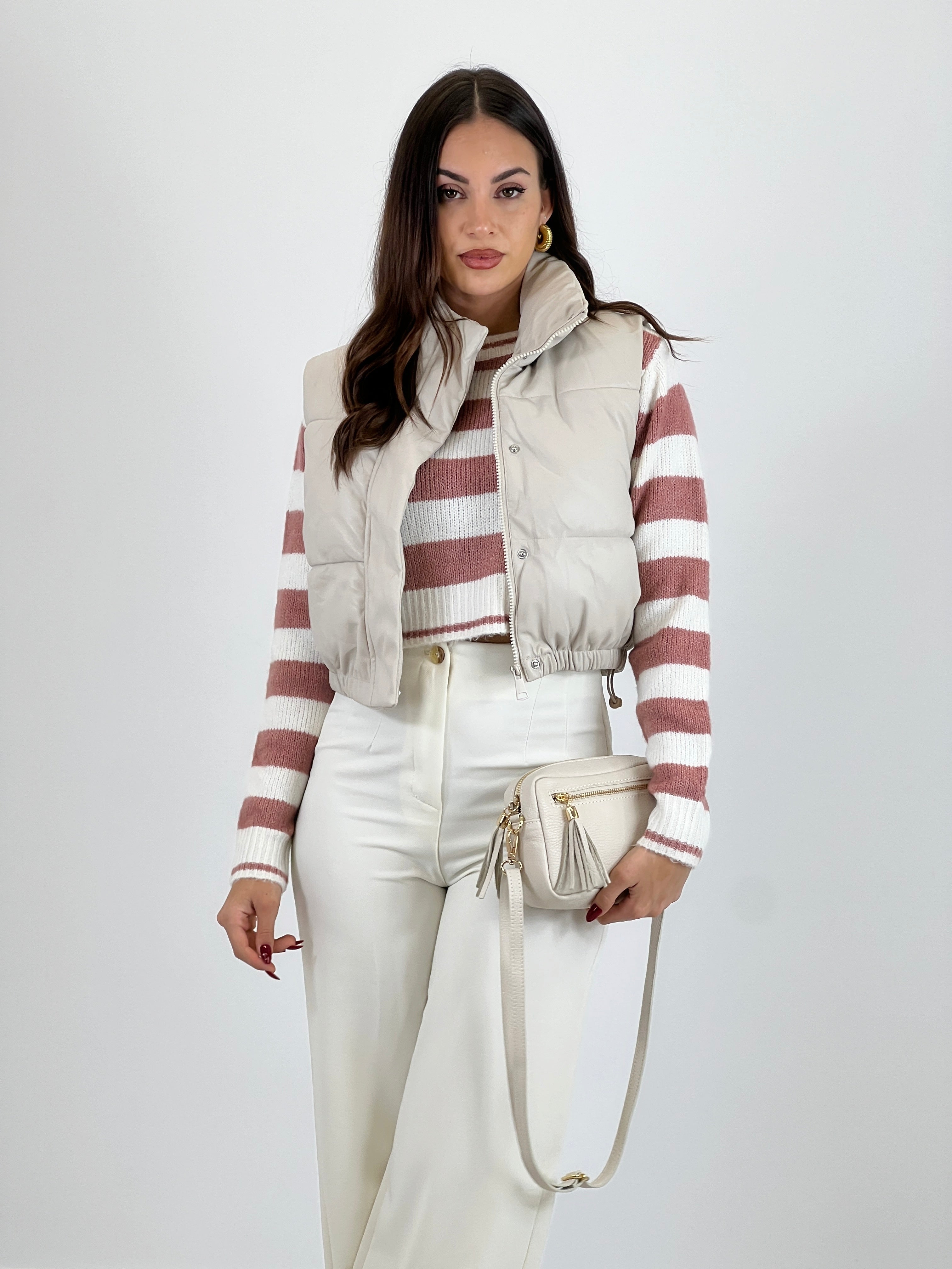 Faux leather padded vest