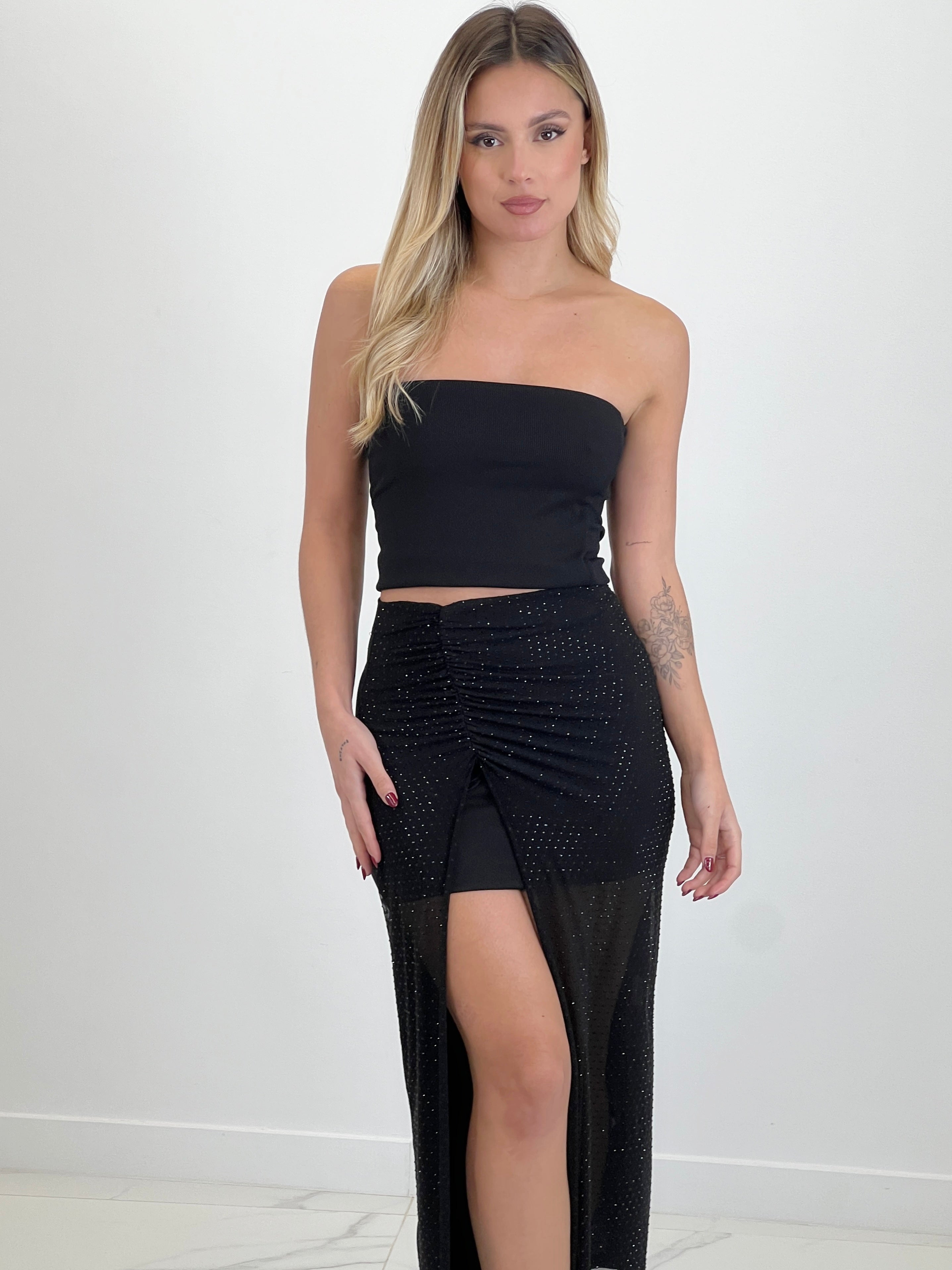 Falda midi strass