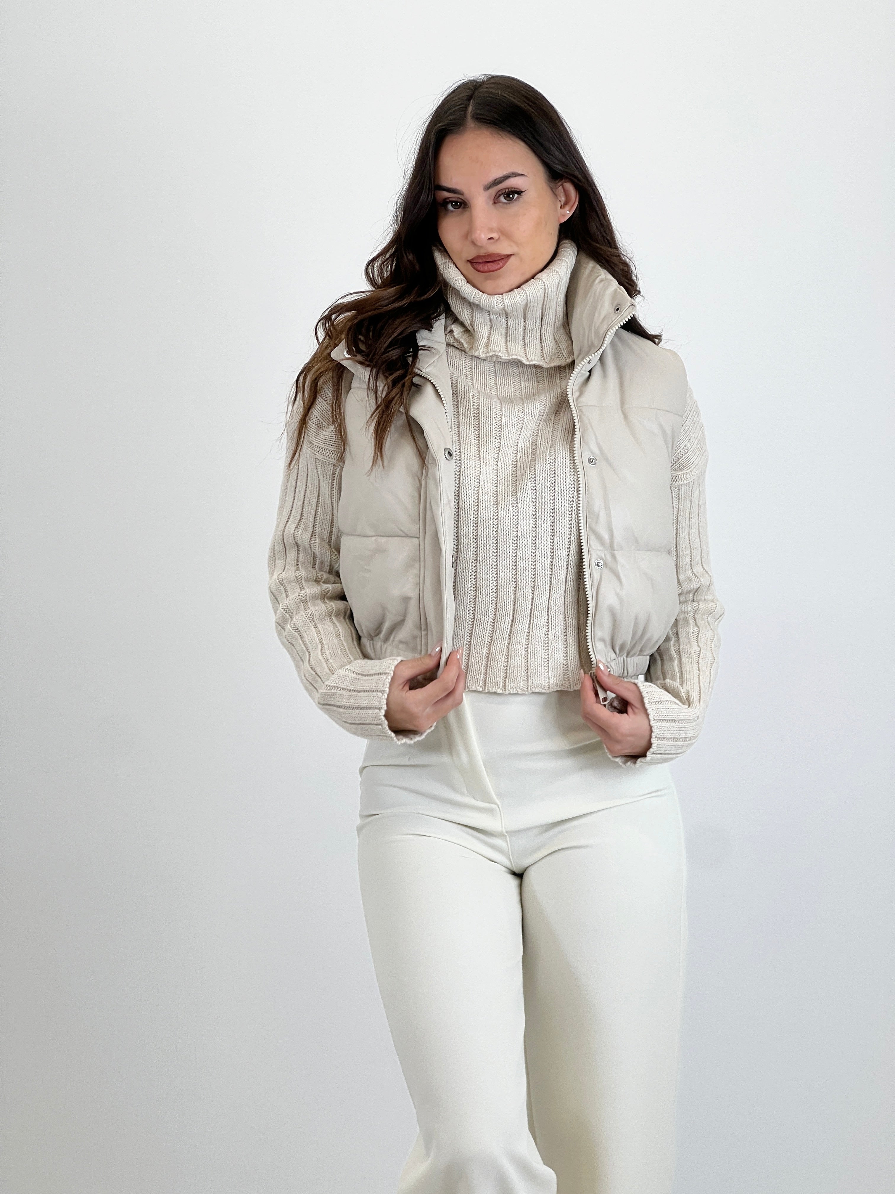 Faux leather padded vest