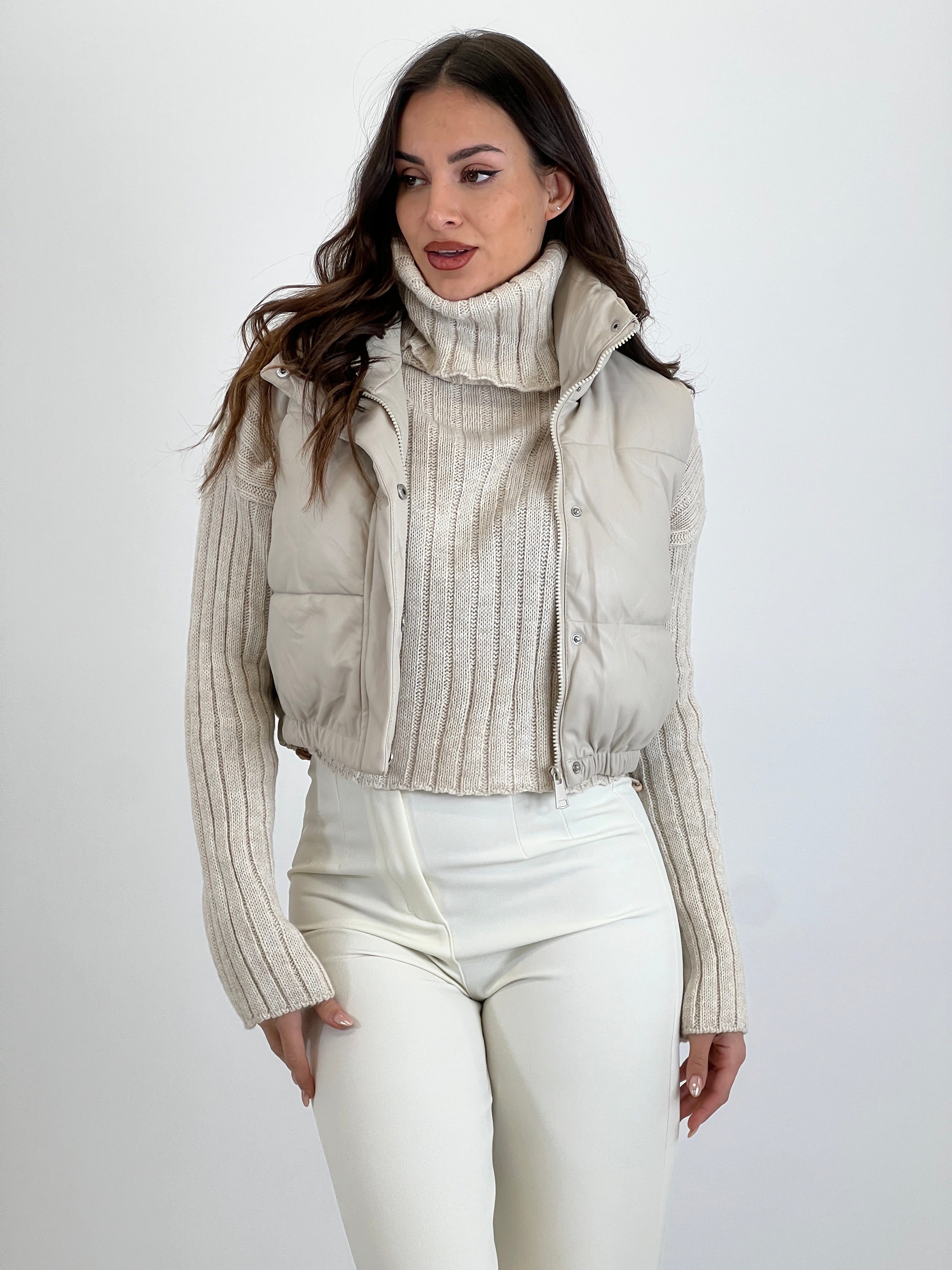 Faux leather padded vest