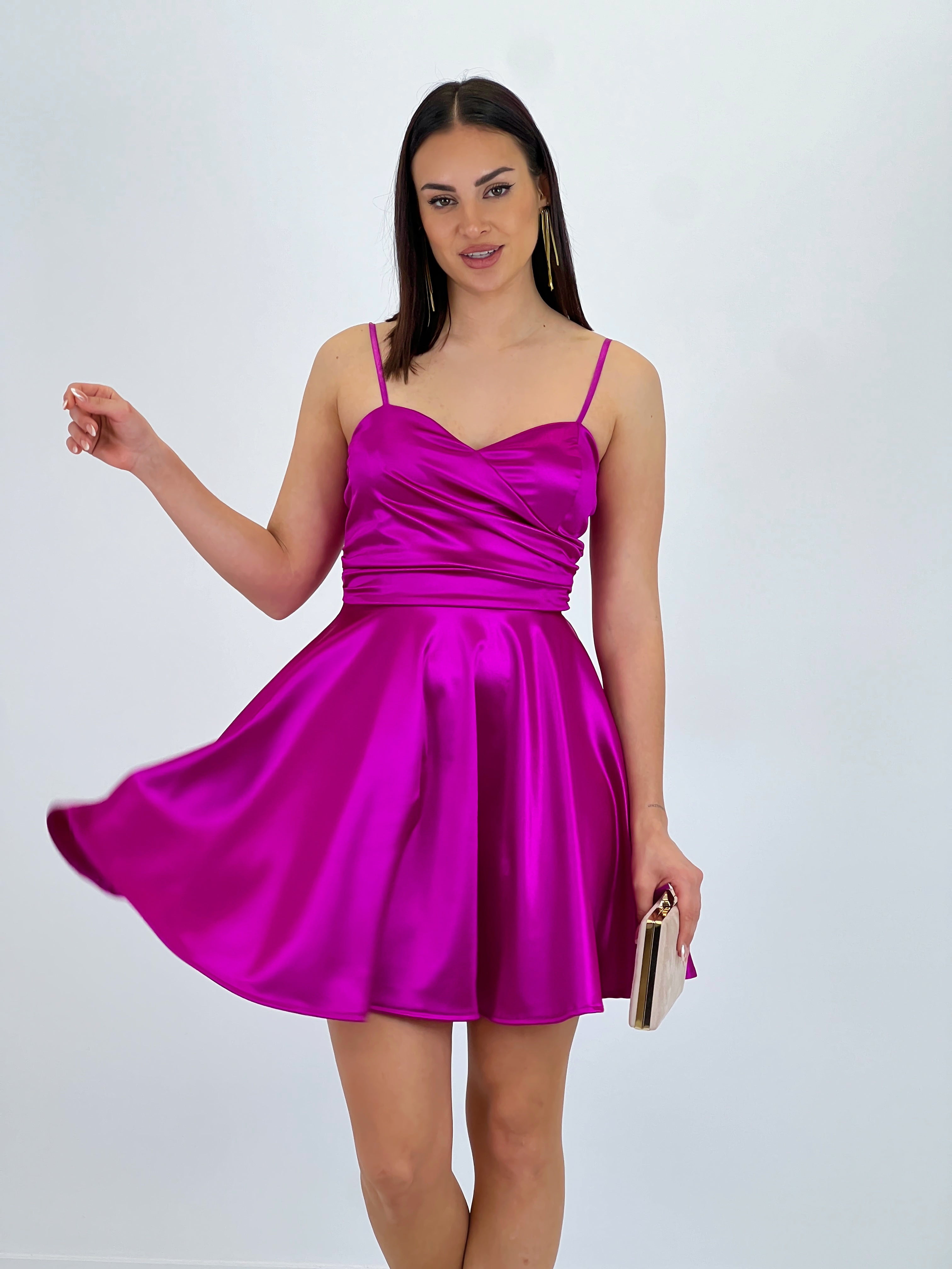 Belisa satin flared dress