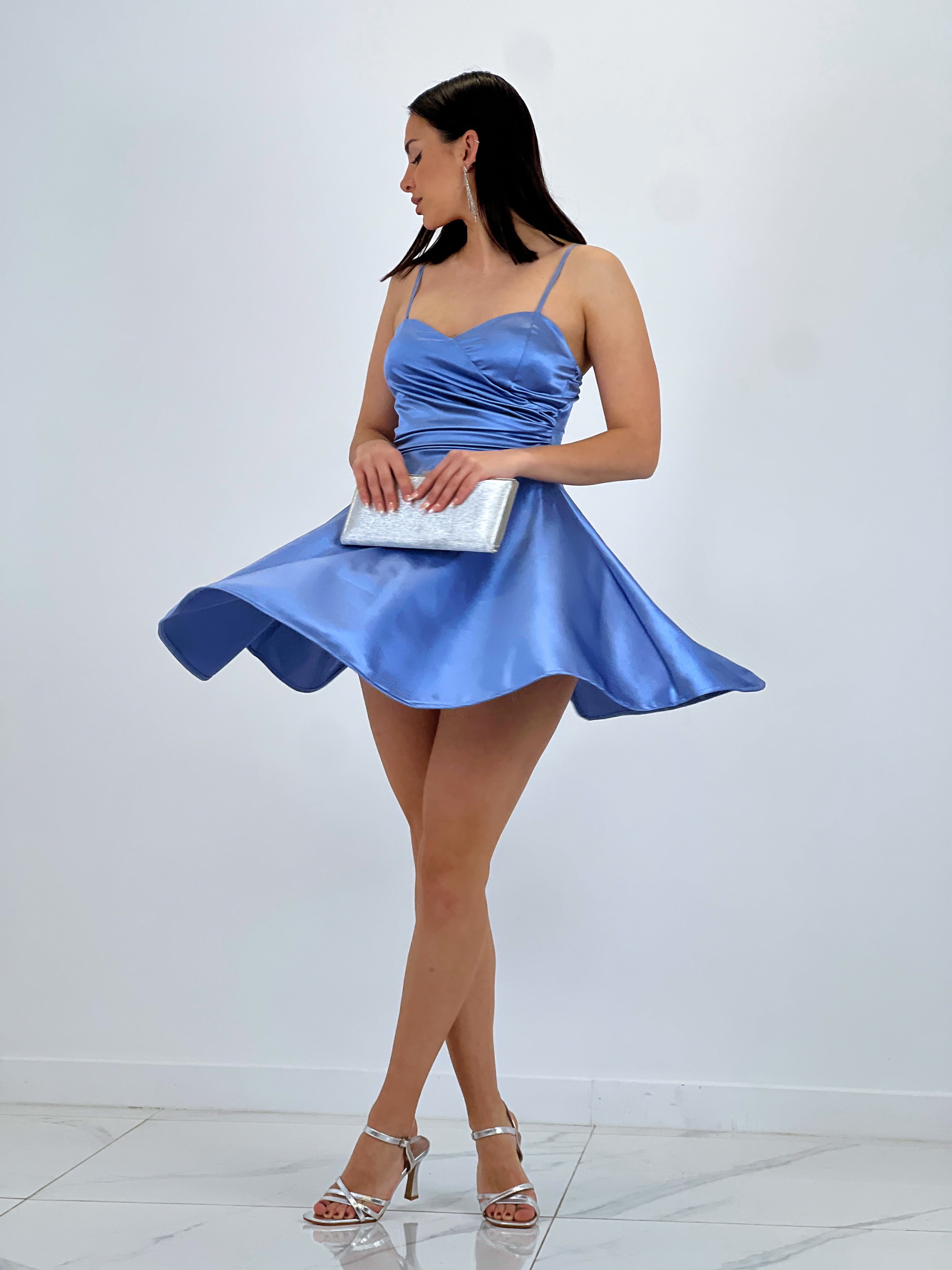 Belisa satin flared dress
