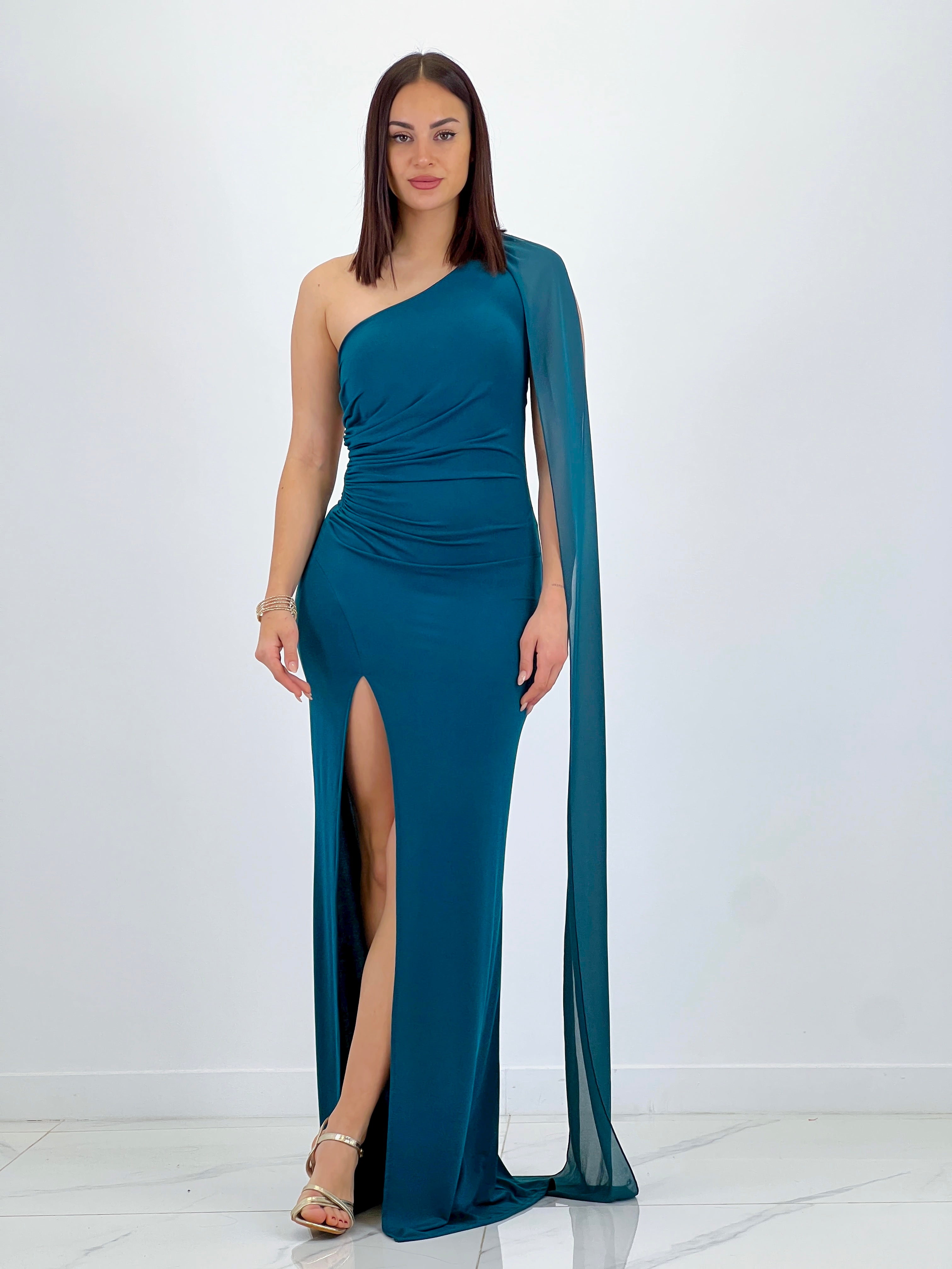Vestido asimétrico con chal Yone - Zebra&Maduixa®