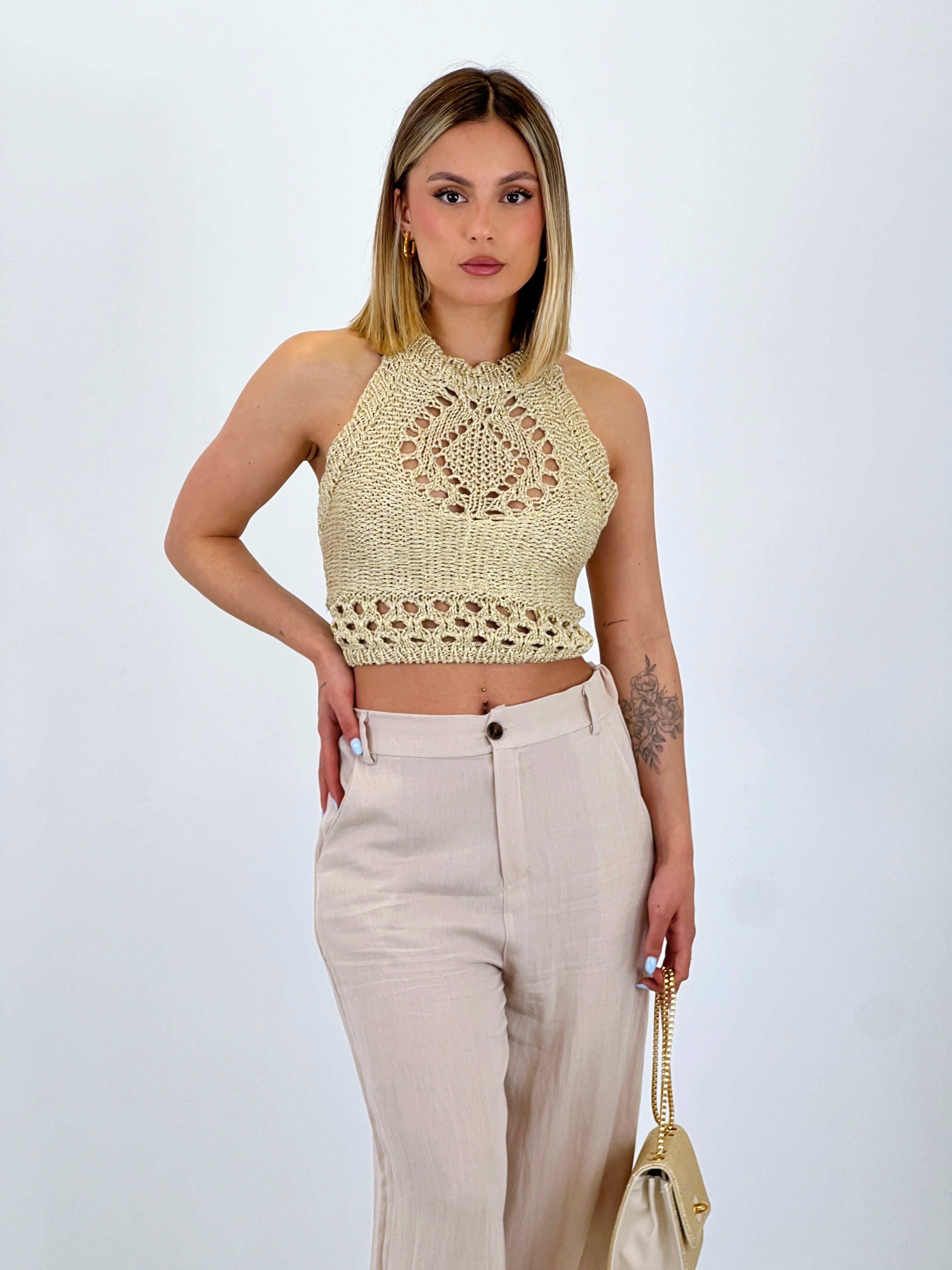 Top halter caldo lurex