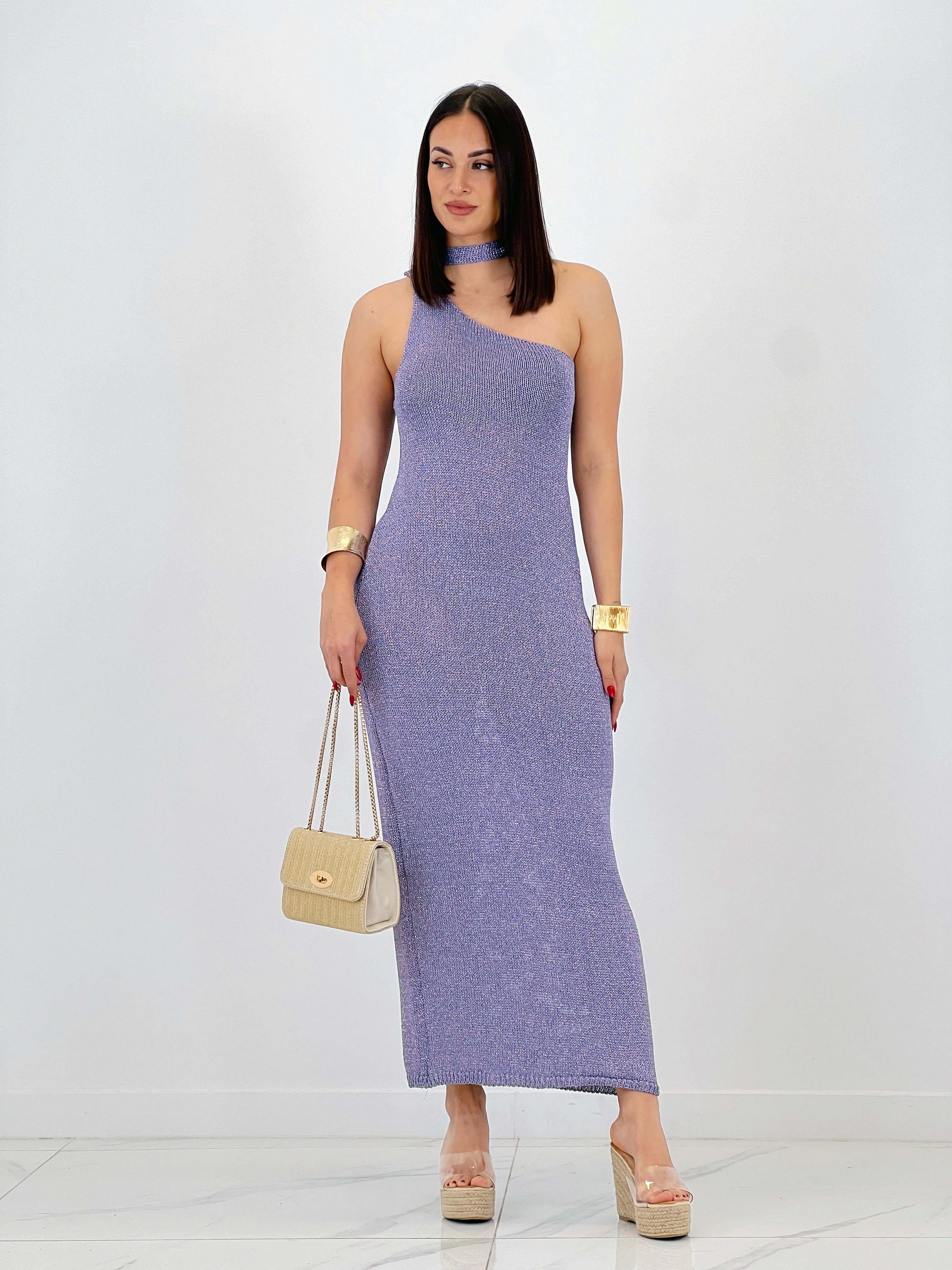Vestido punto metalizado Saura