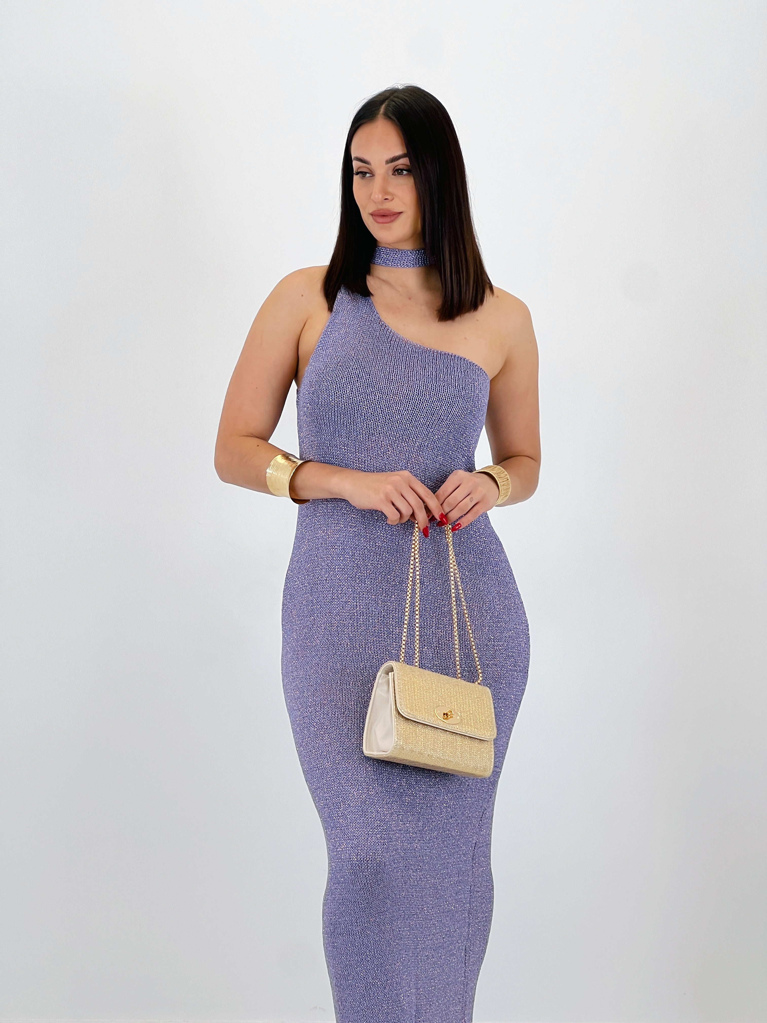 Vestido punto metalizado Saura