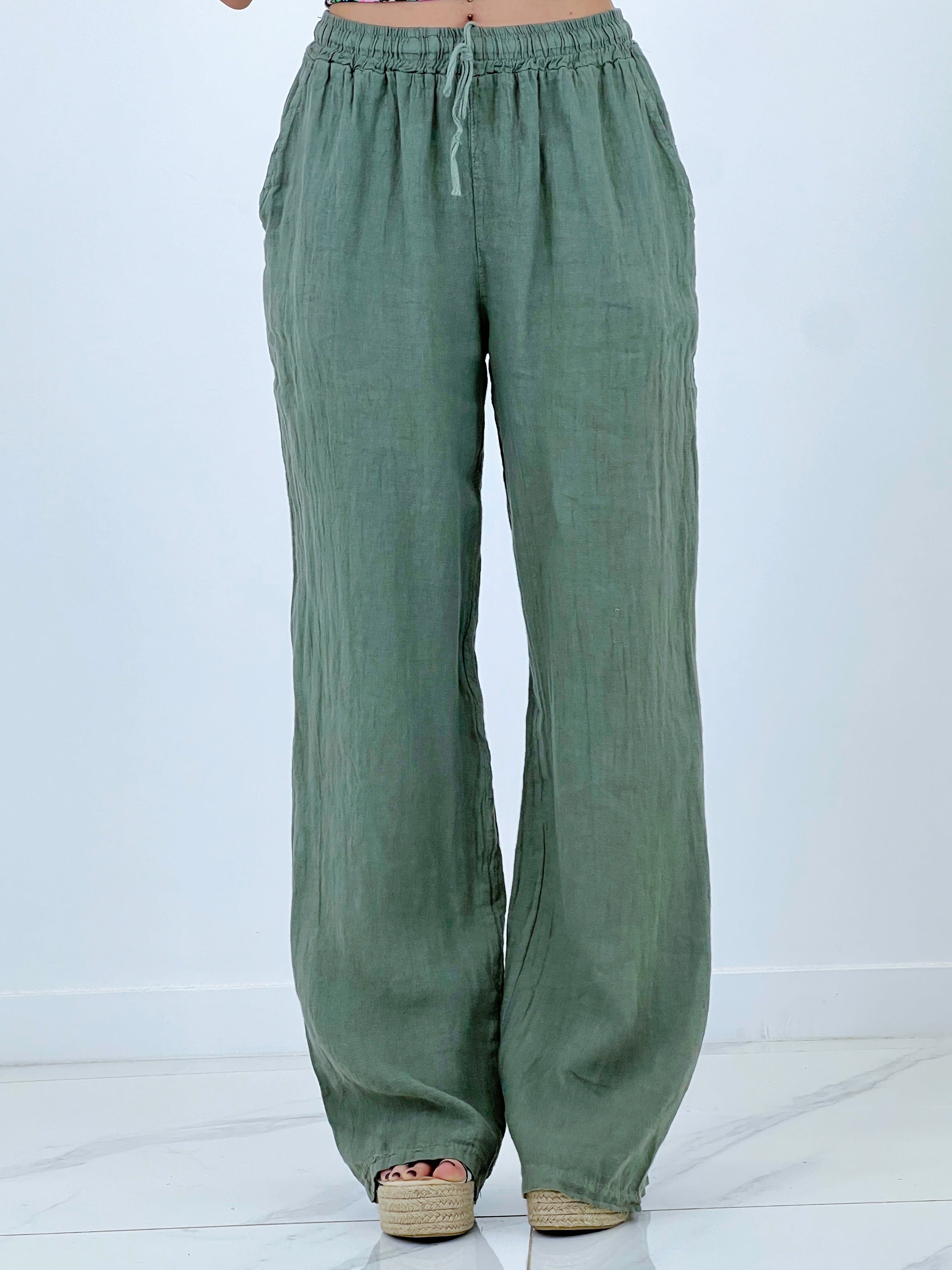 Pantalón straight lino cintura goma - Zebra&Maduixa®