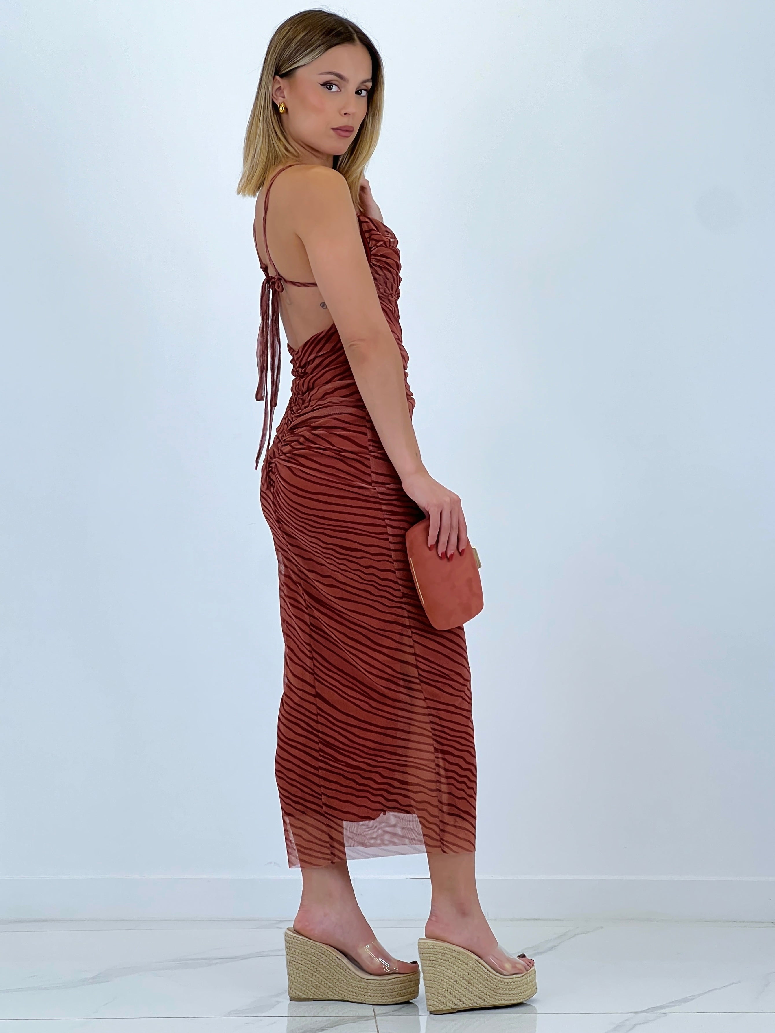 Vestido midi estampado tirante tul - Zebra&Maduixa®