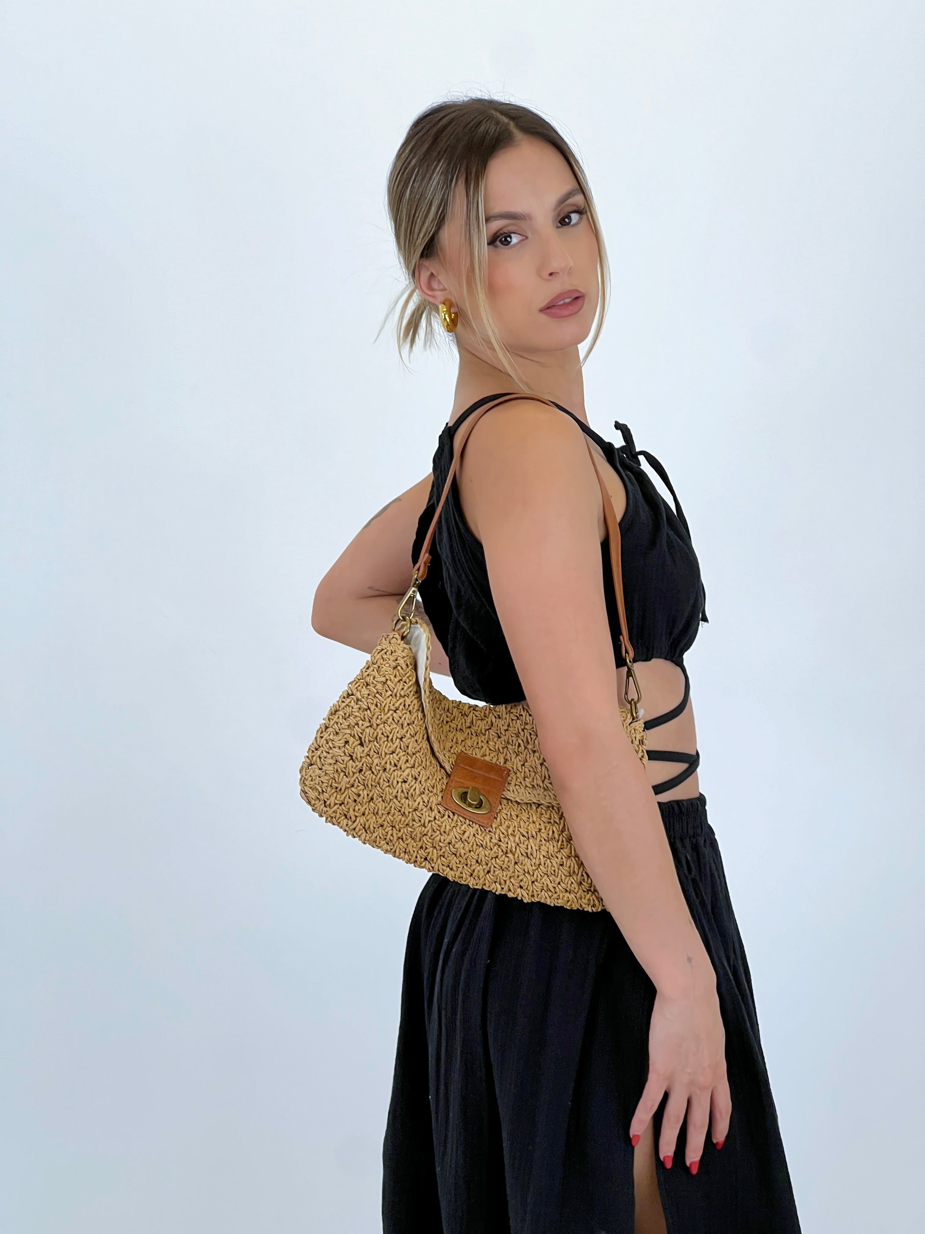 Maui raffia shoulder bag