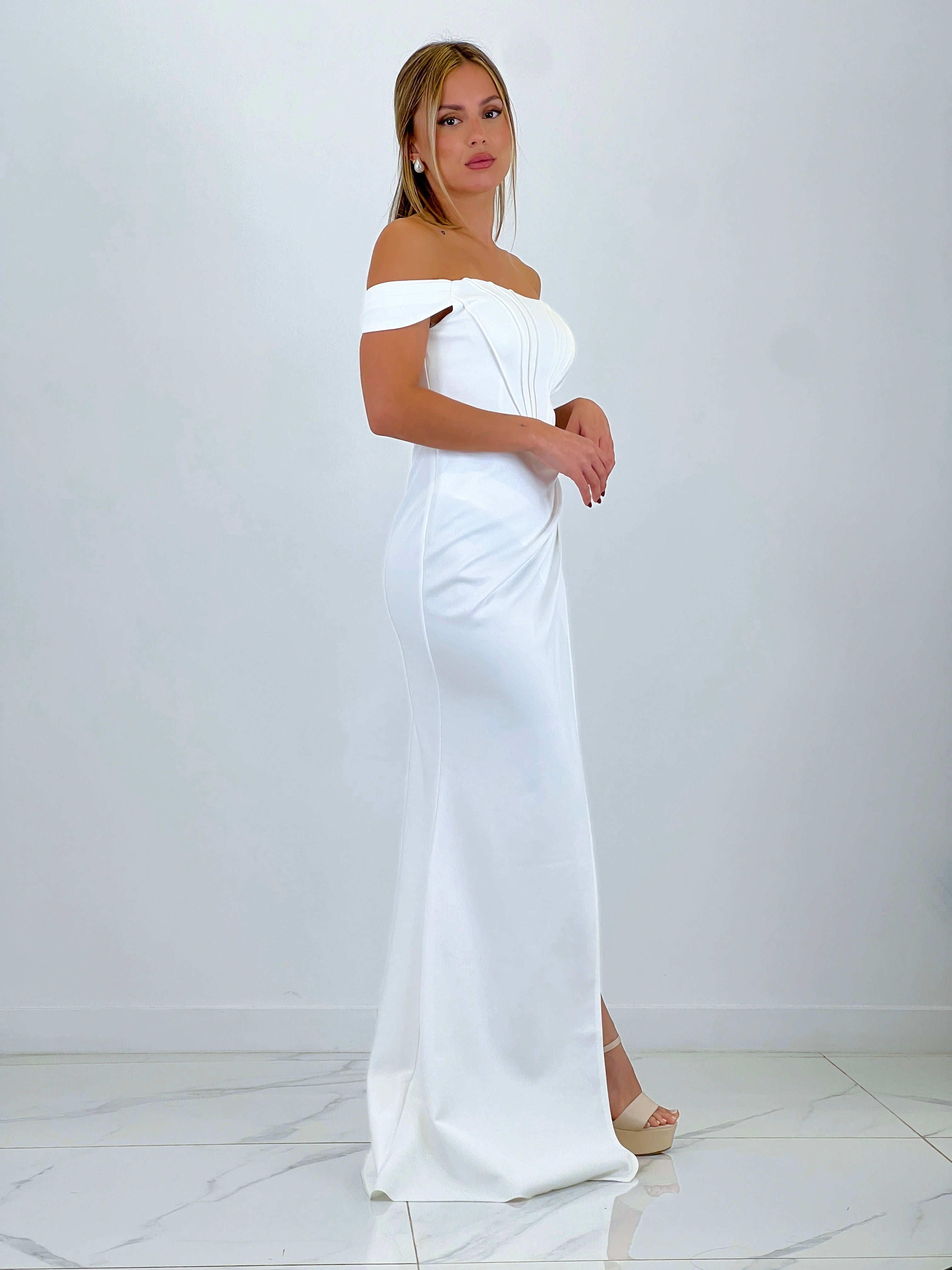 Vestido palabra de honor Selene blanco - Zebra&Maduixa®
