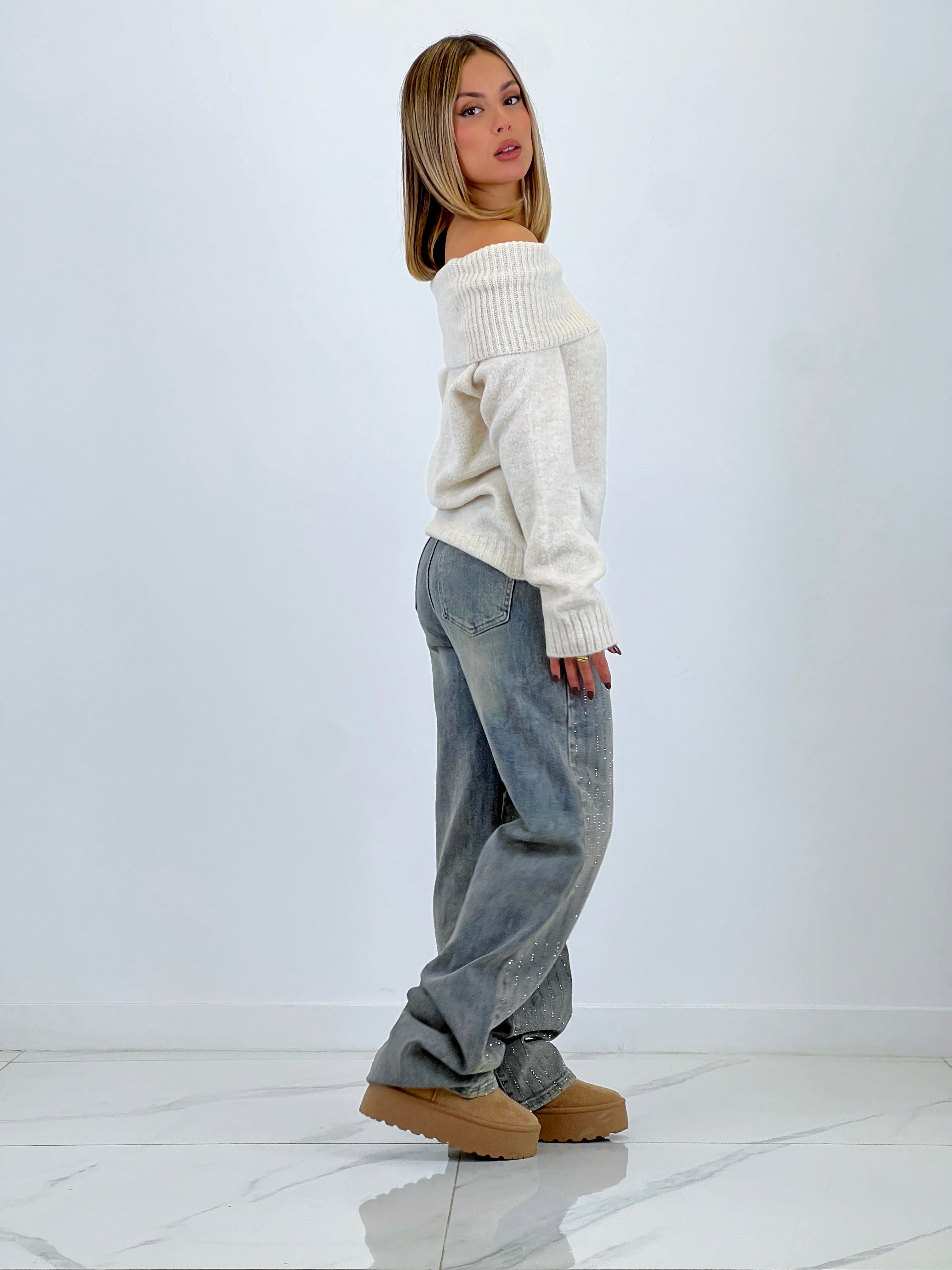 Jeans wide leg tiras brillantes - Zebra&Maduixa®