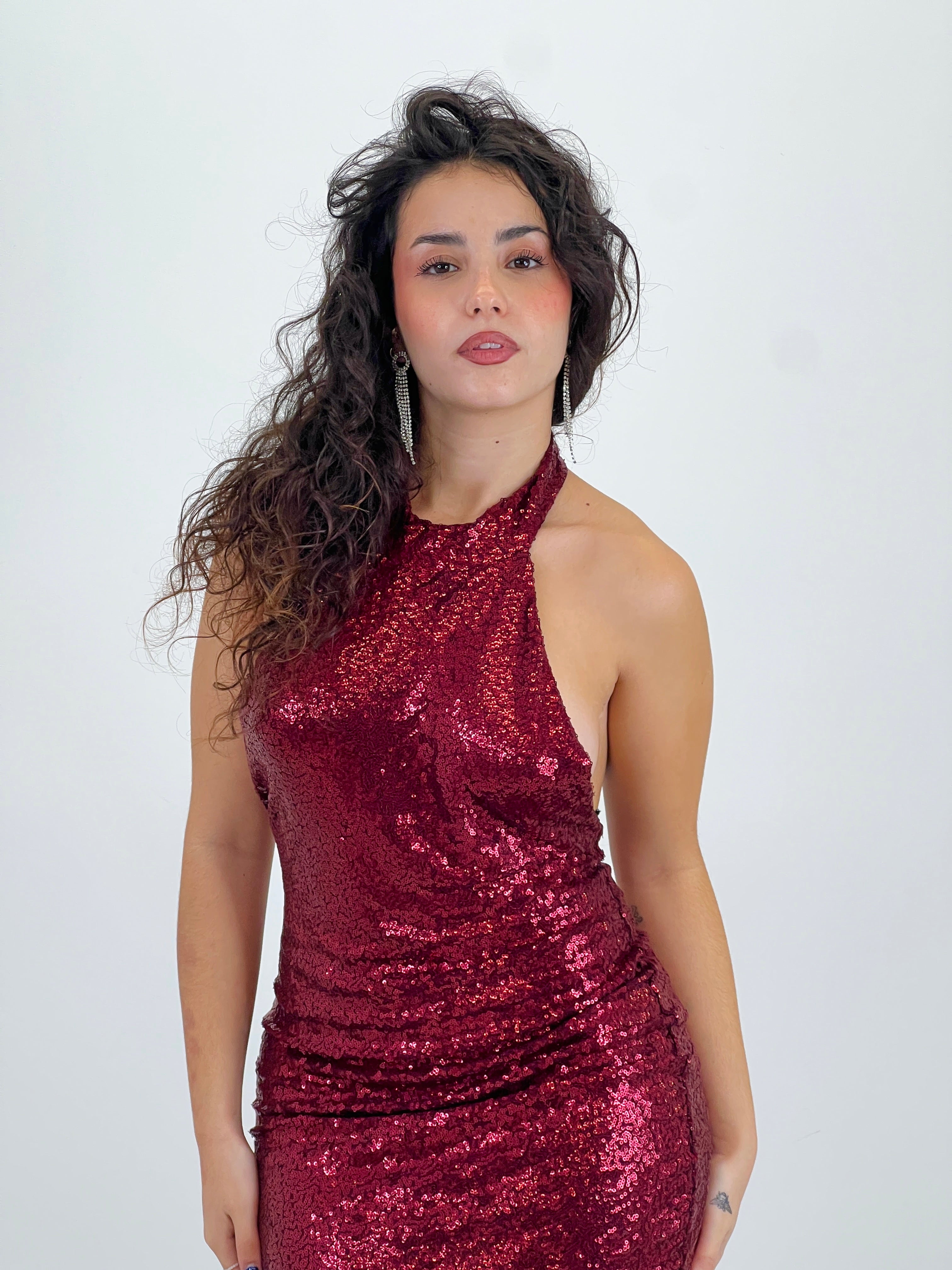 Vestido halter lentejuelas Hera