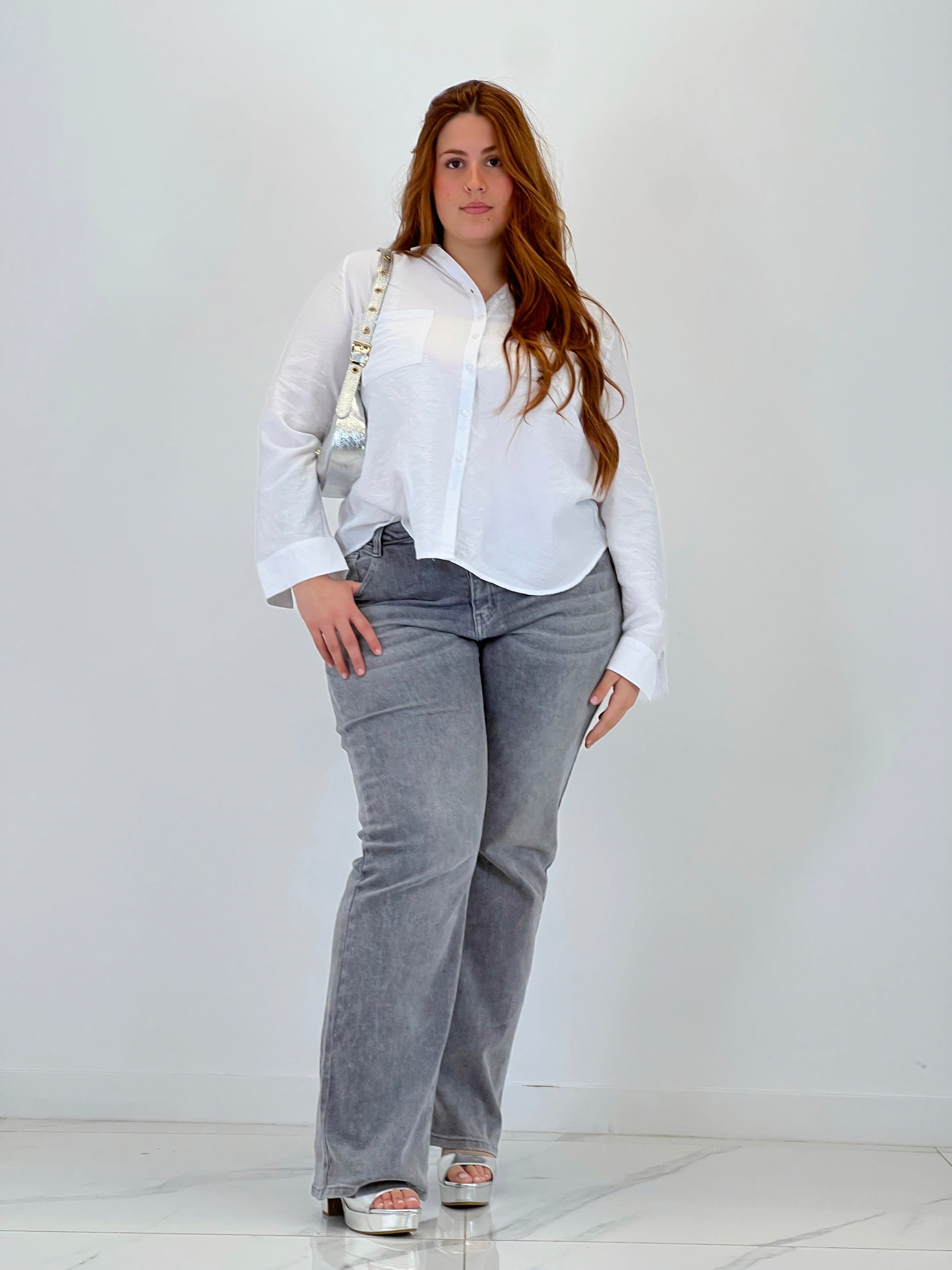 Jeans rectos tiro alto plus size - Zebra&Maduixa®