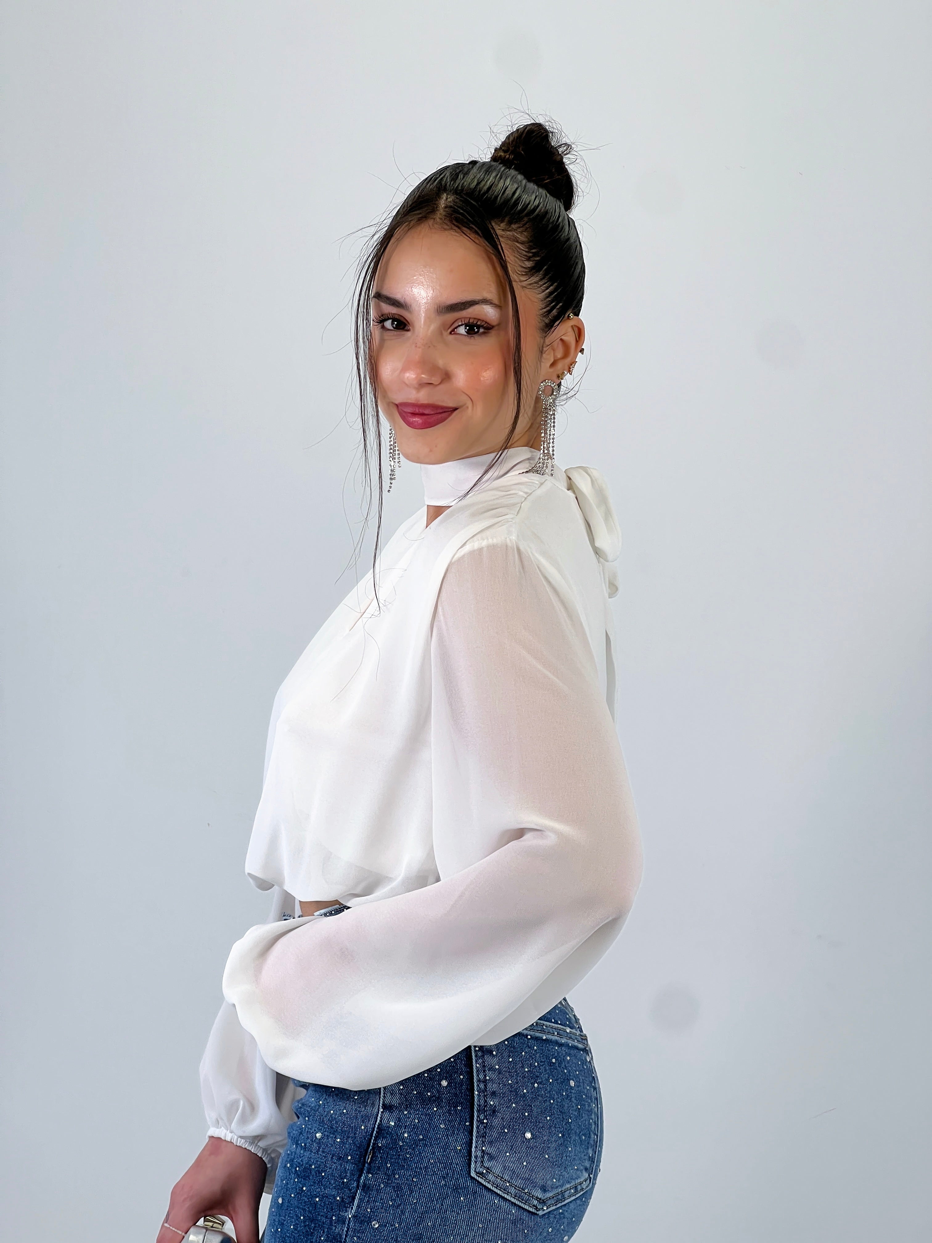 Blusa crop gasa choker - Zebra&Maduixa®