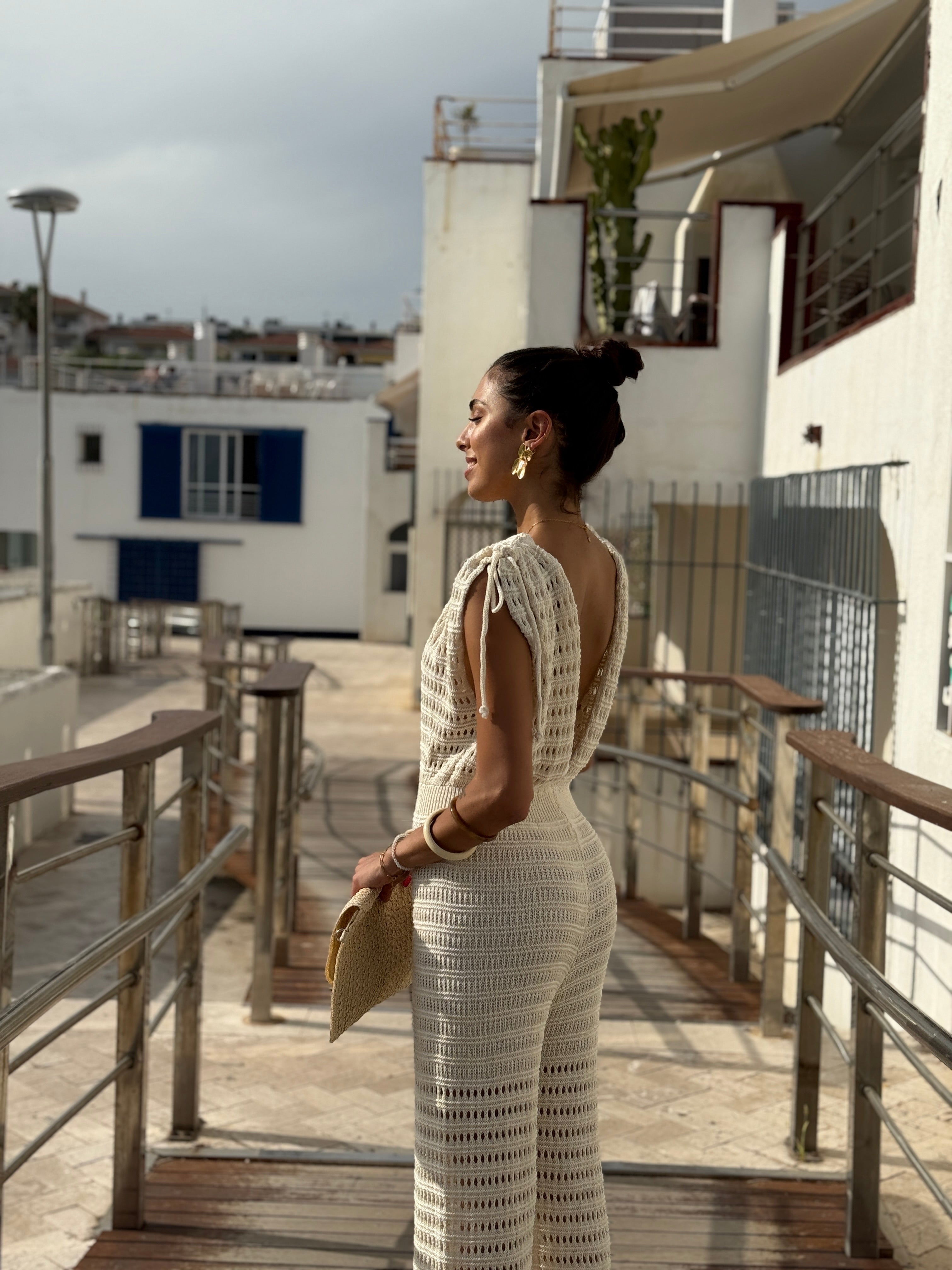 Crochet flare jumpsuit