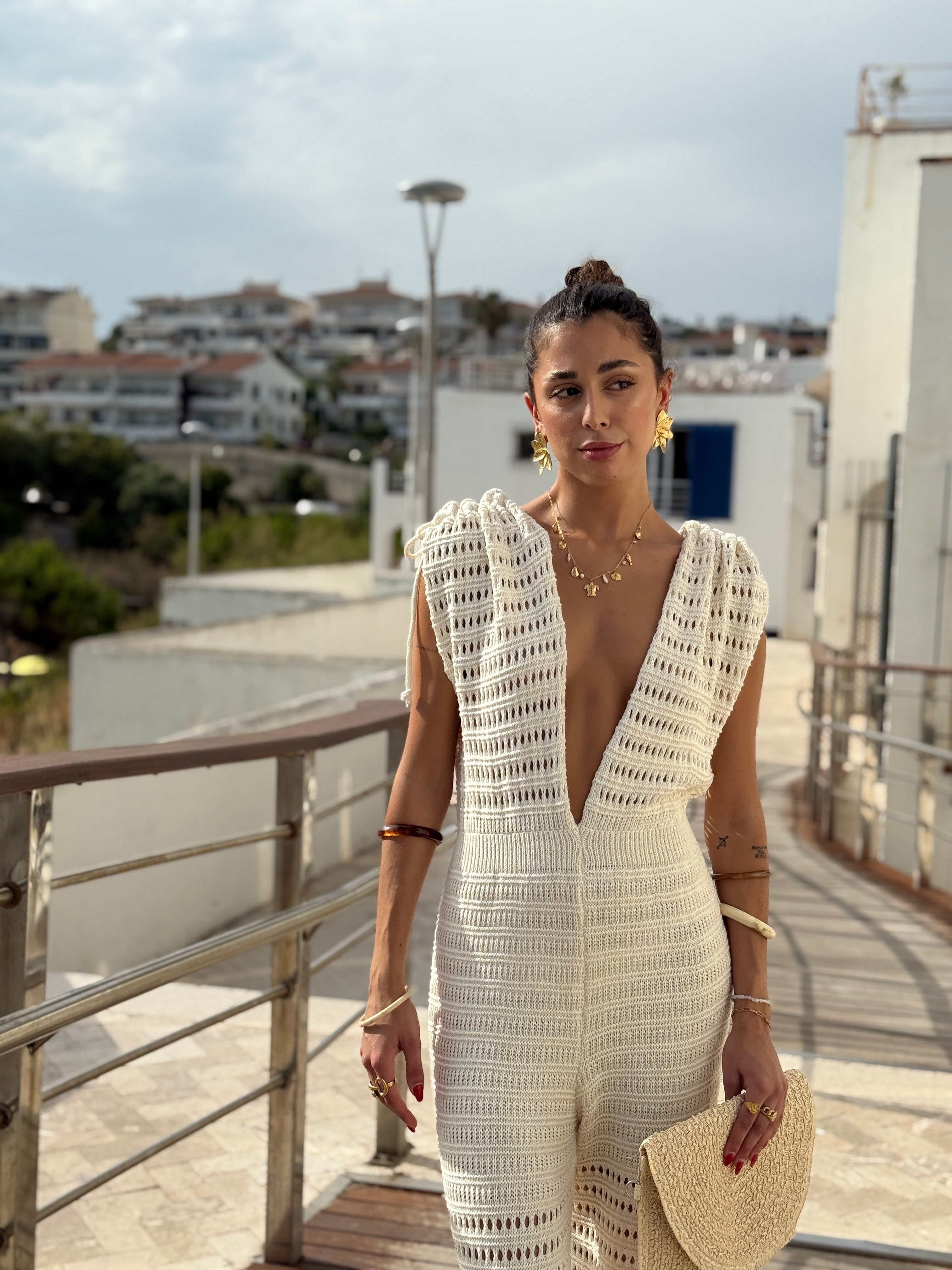 Crochet flare jumpsuit