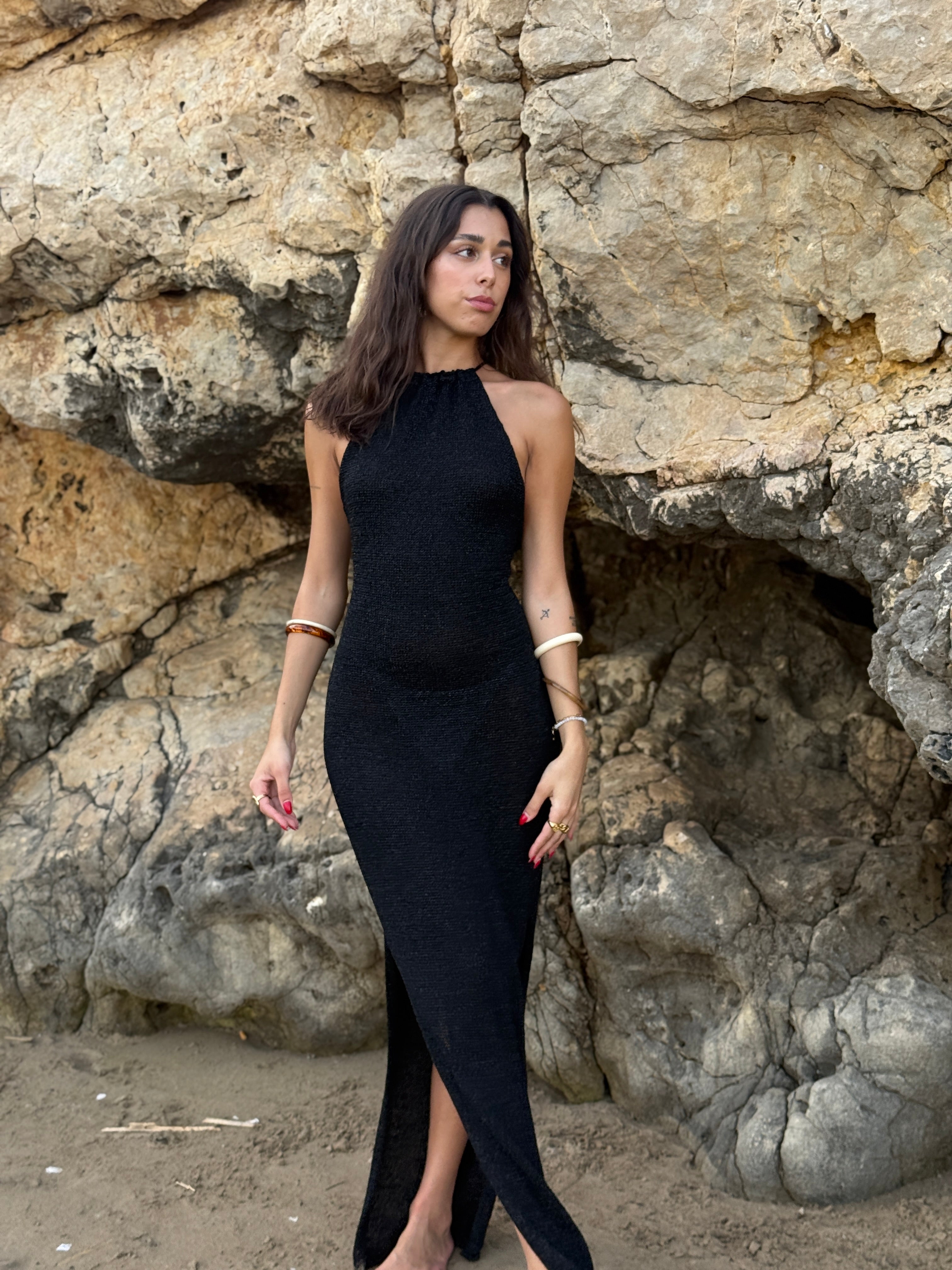 Vestido punto croché Lurex halter - Zebra&Maduixa®