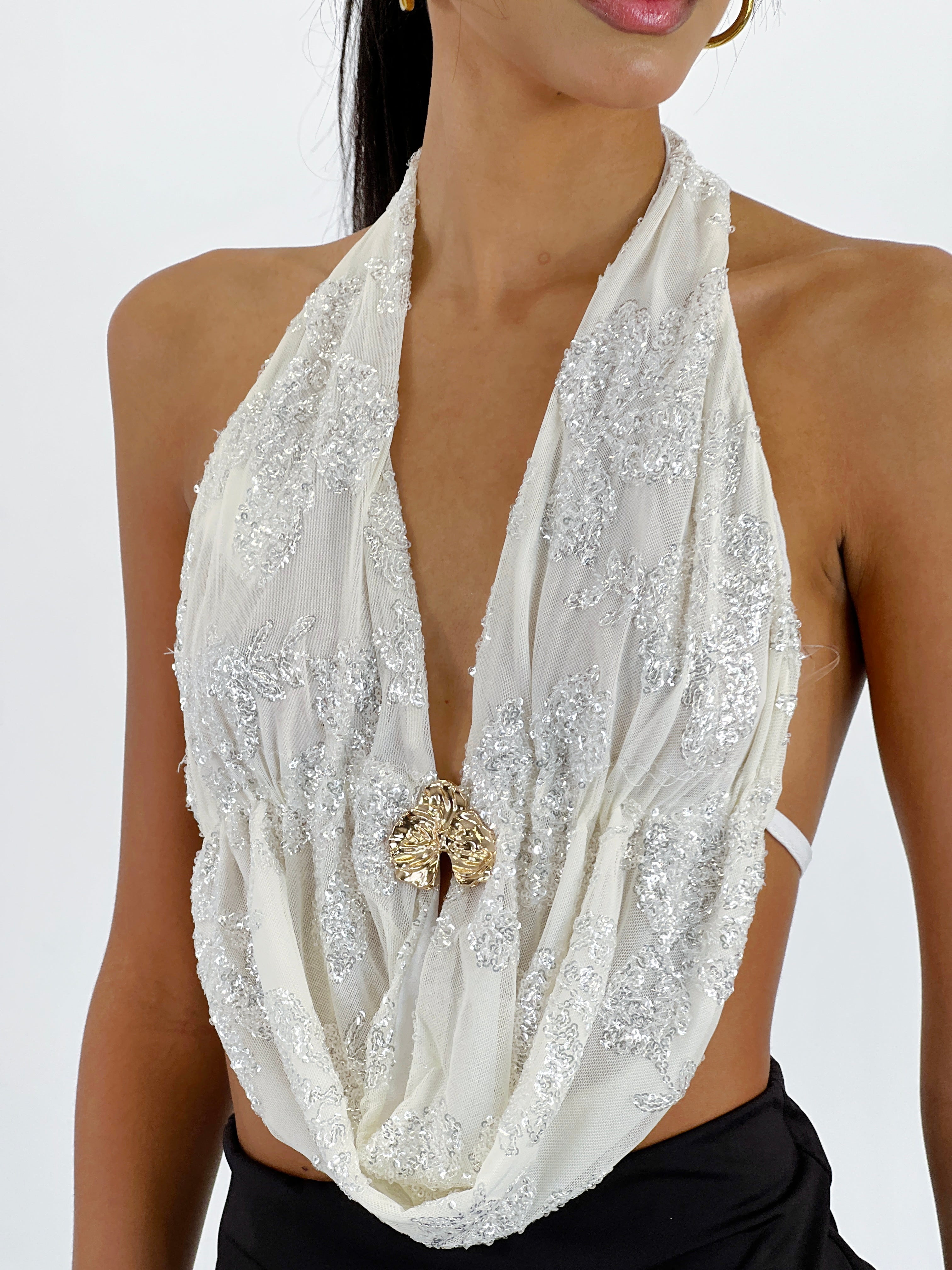 Top halter brodats amb lluentons