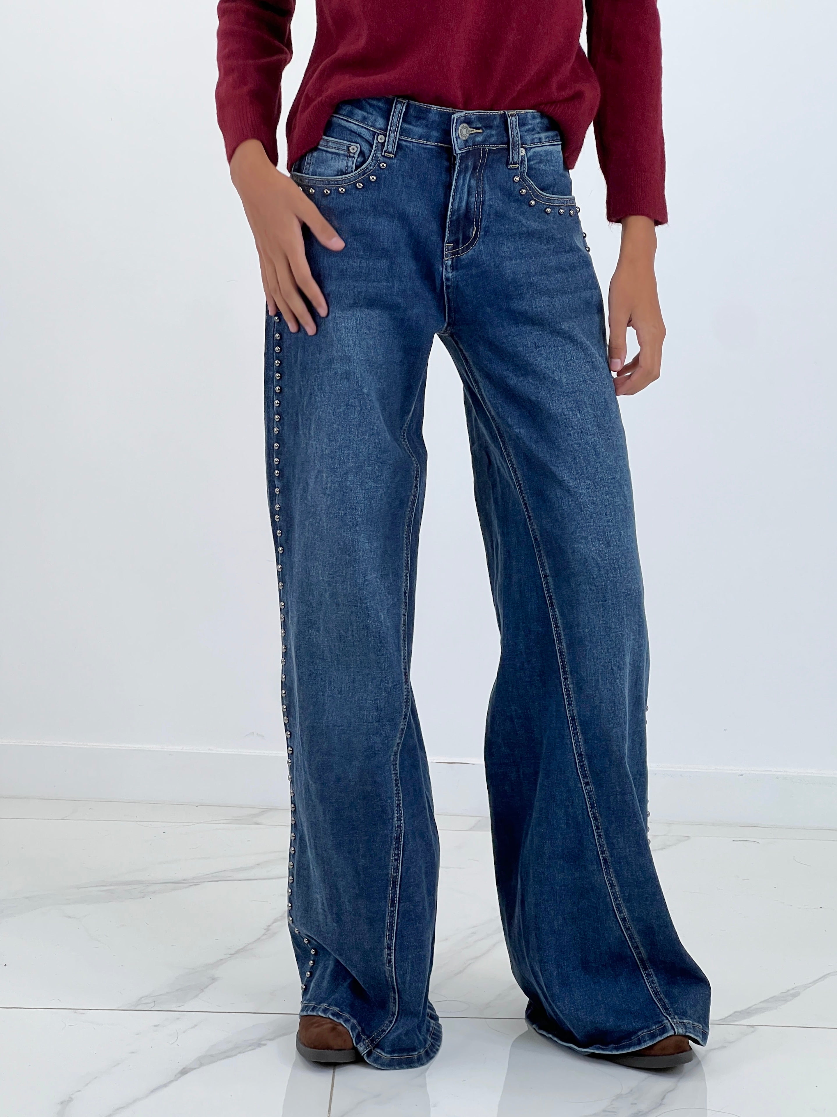 Jeans wide leg tachuelas - Zebra&Maduixa®