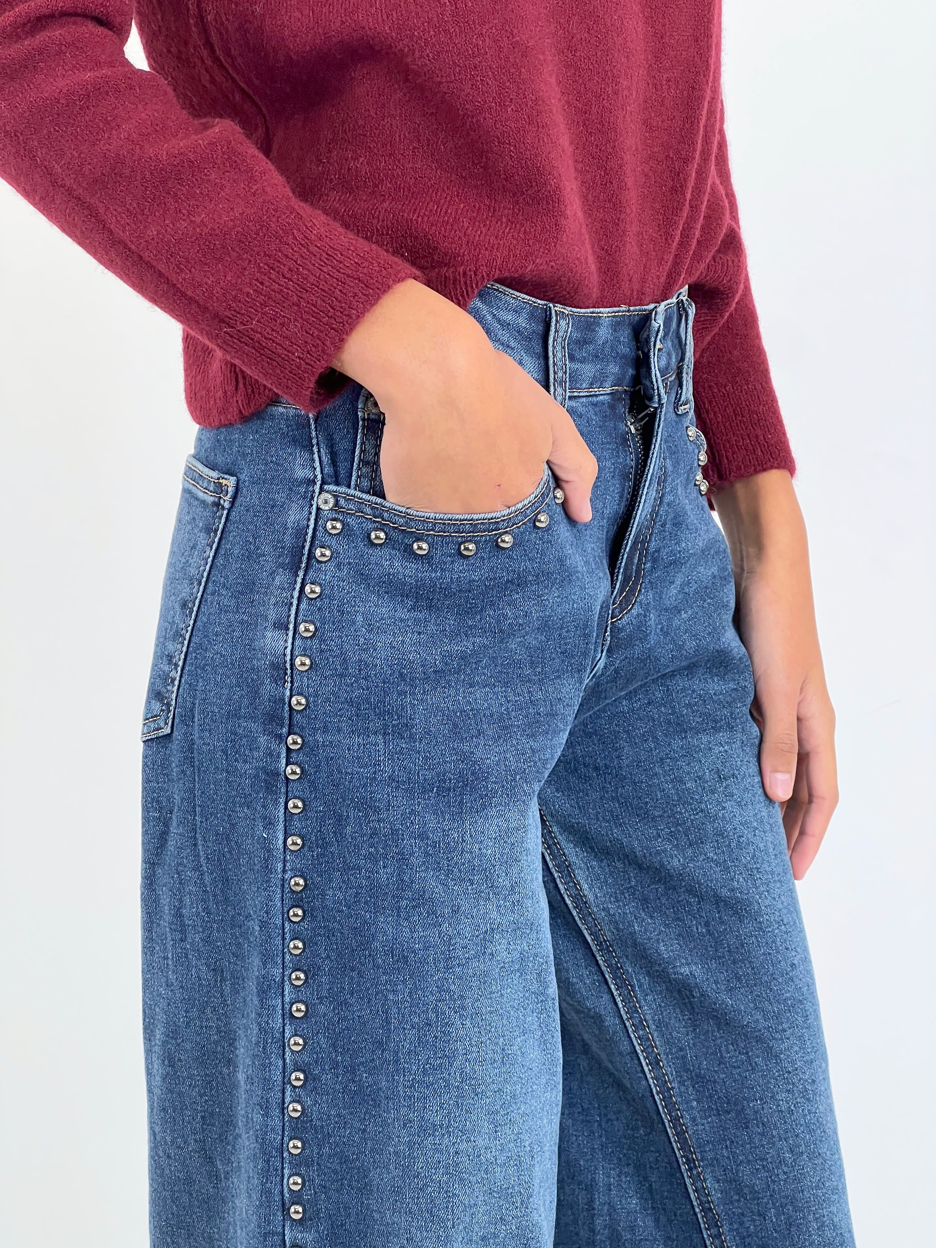 Jeans wide leg tachuelas - Zebra&Maduixa®