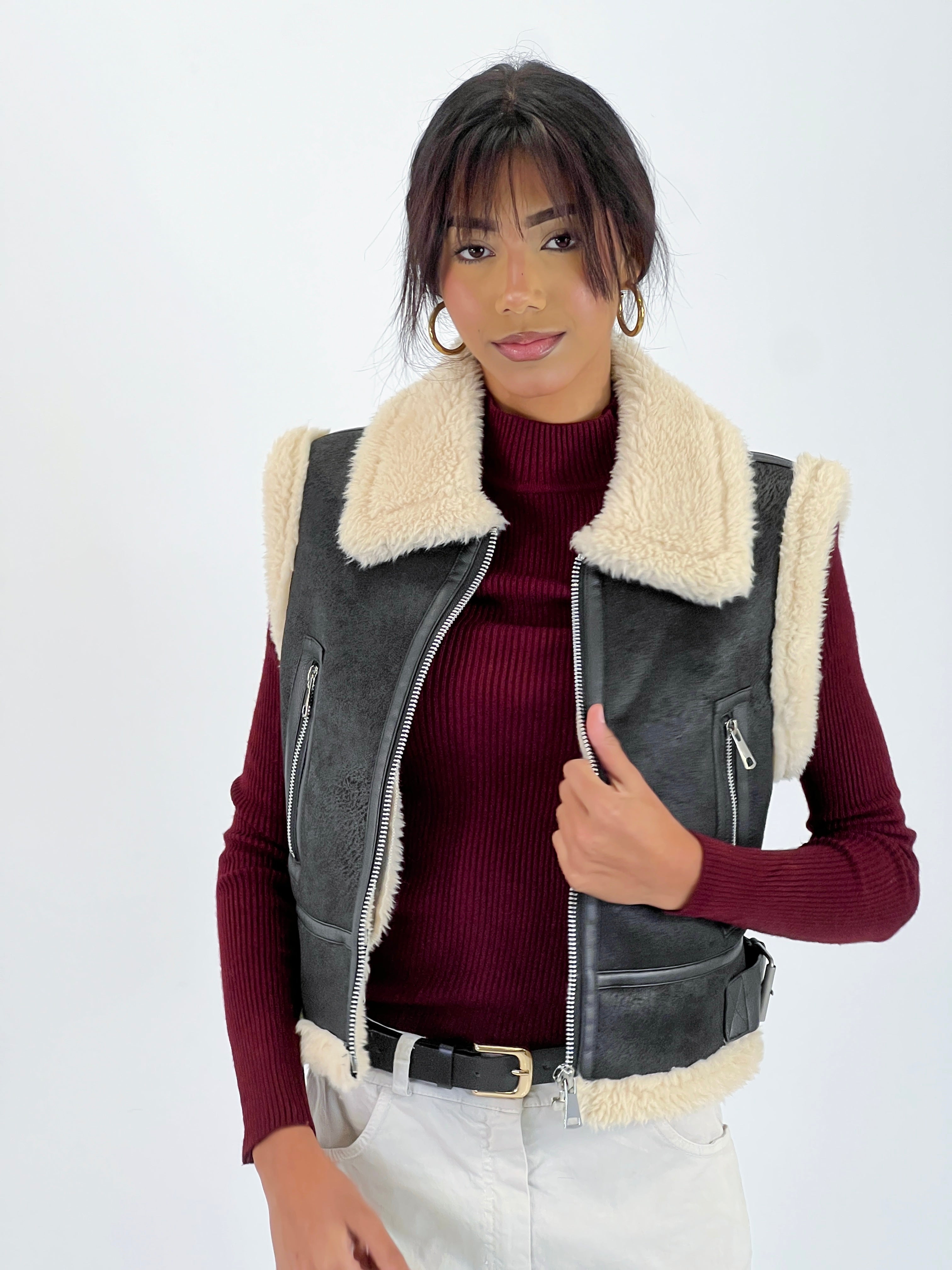 Gilet court réversible