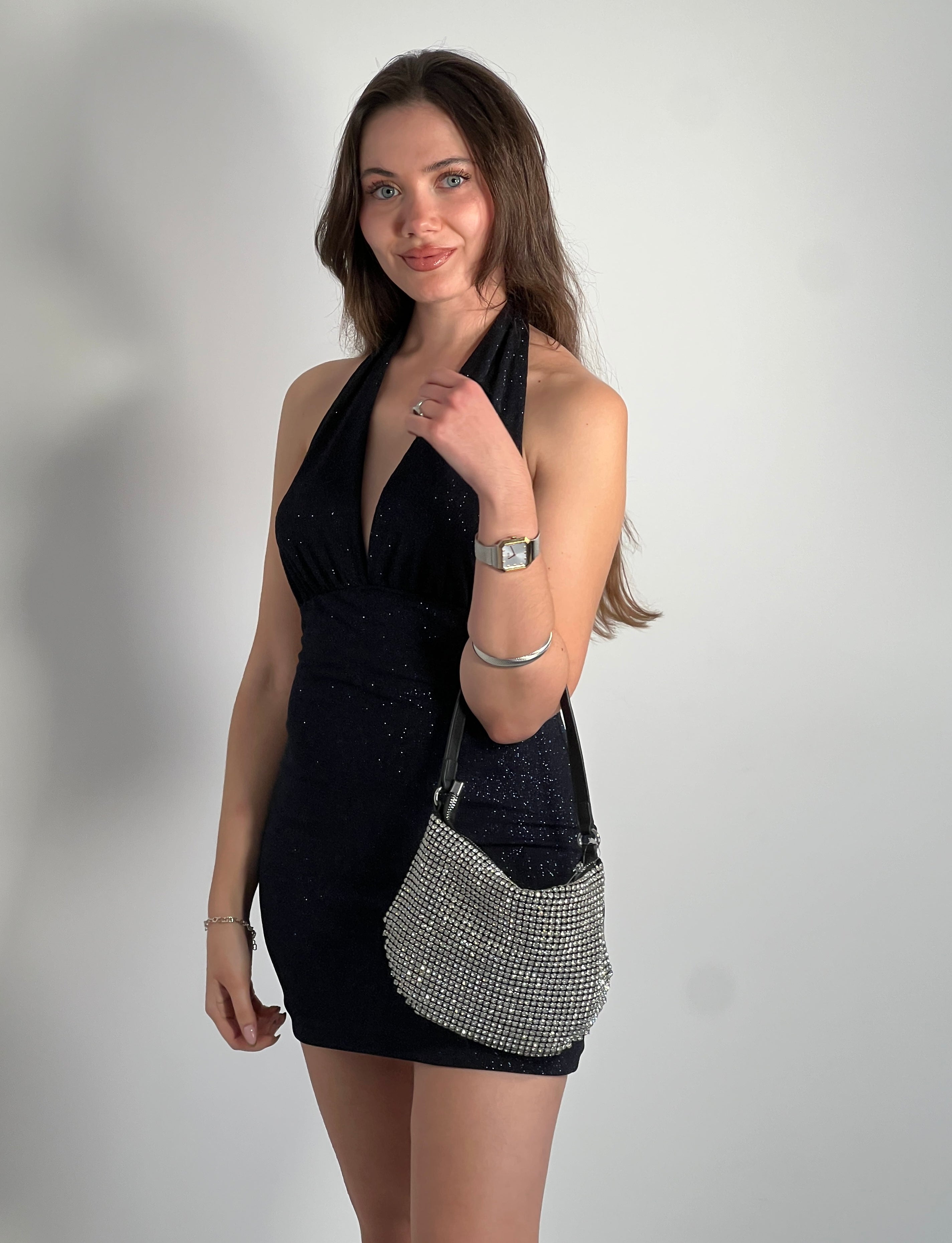 Vestit curt lurex halter