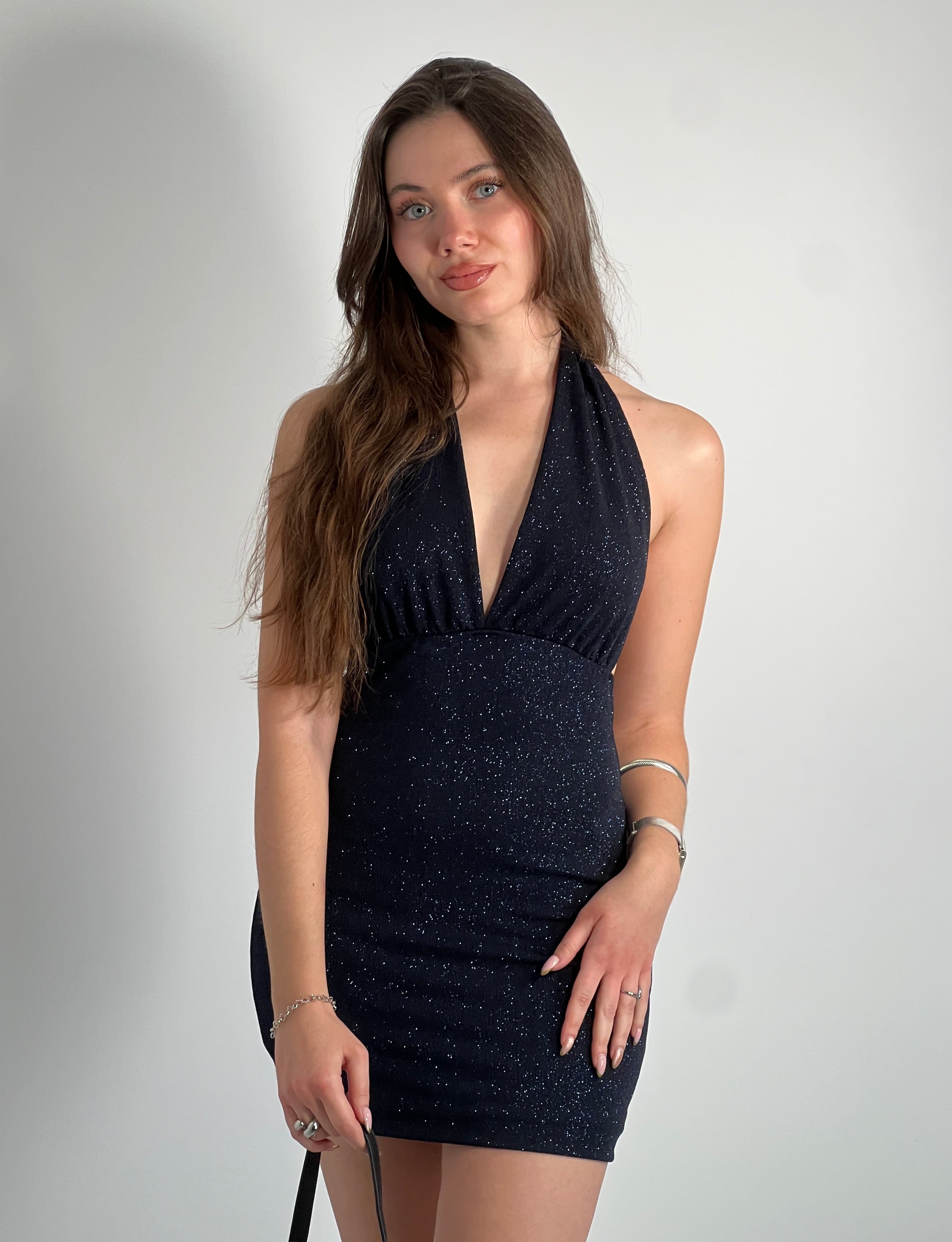 Vestit curt lurex halter