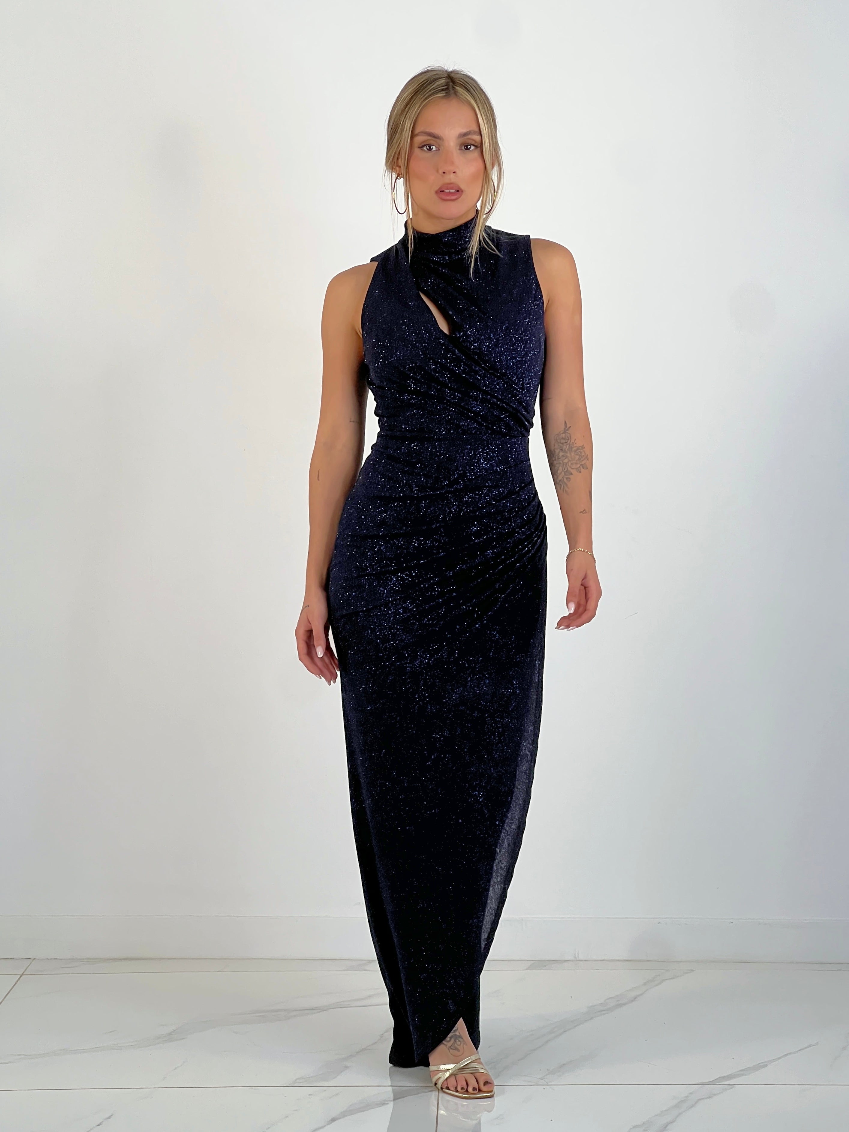 Glitter wrap midi dress