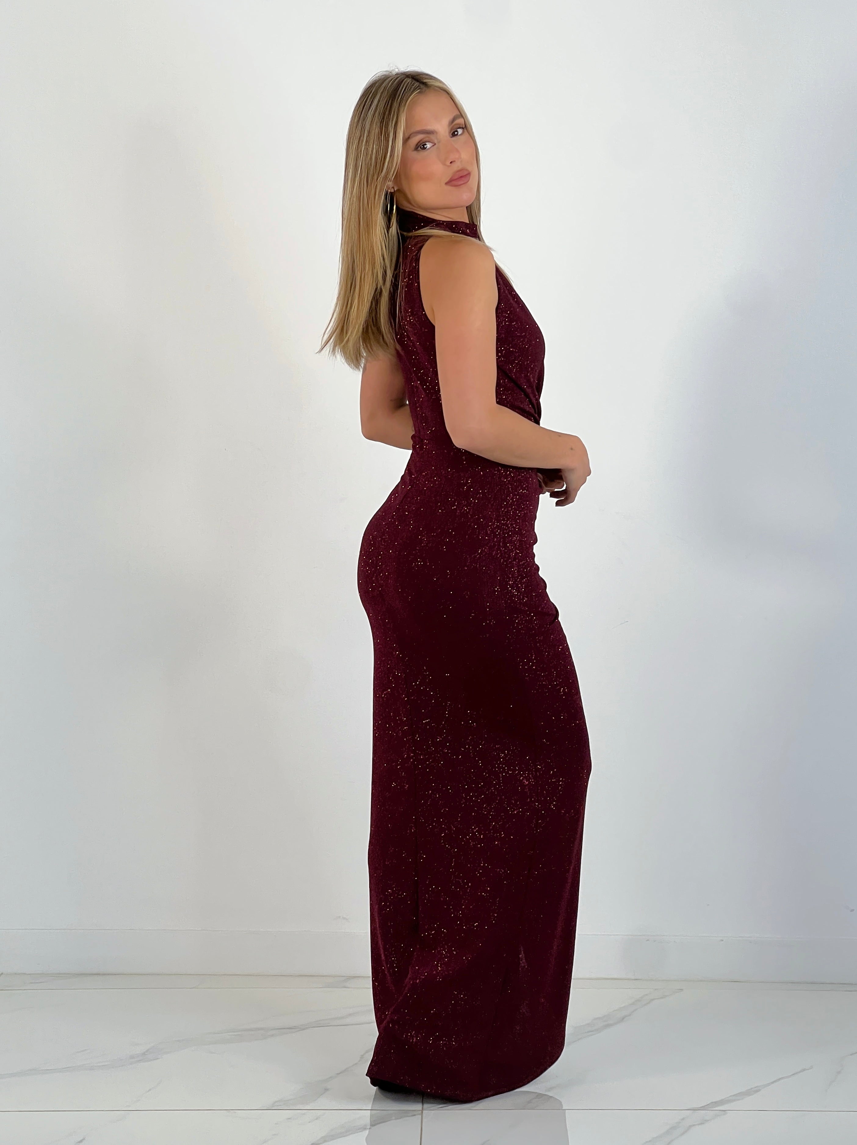 Glitter wrap midi dress