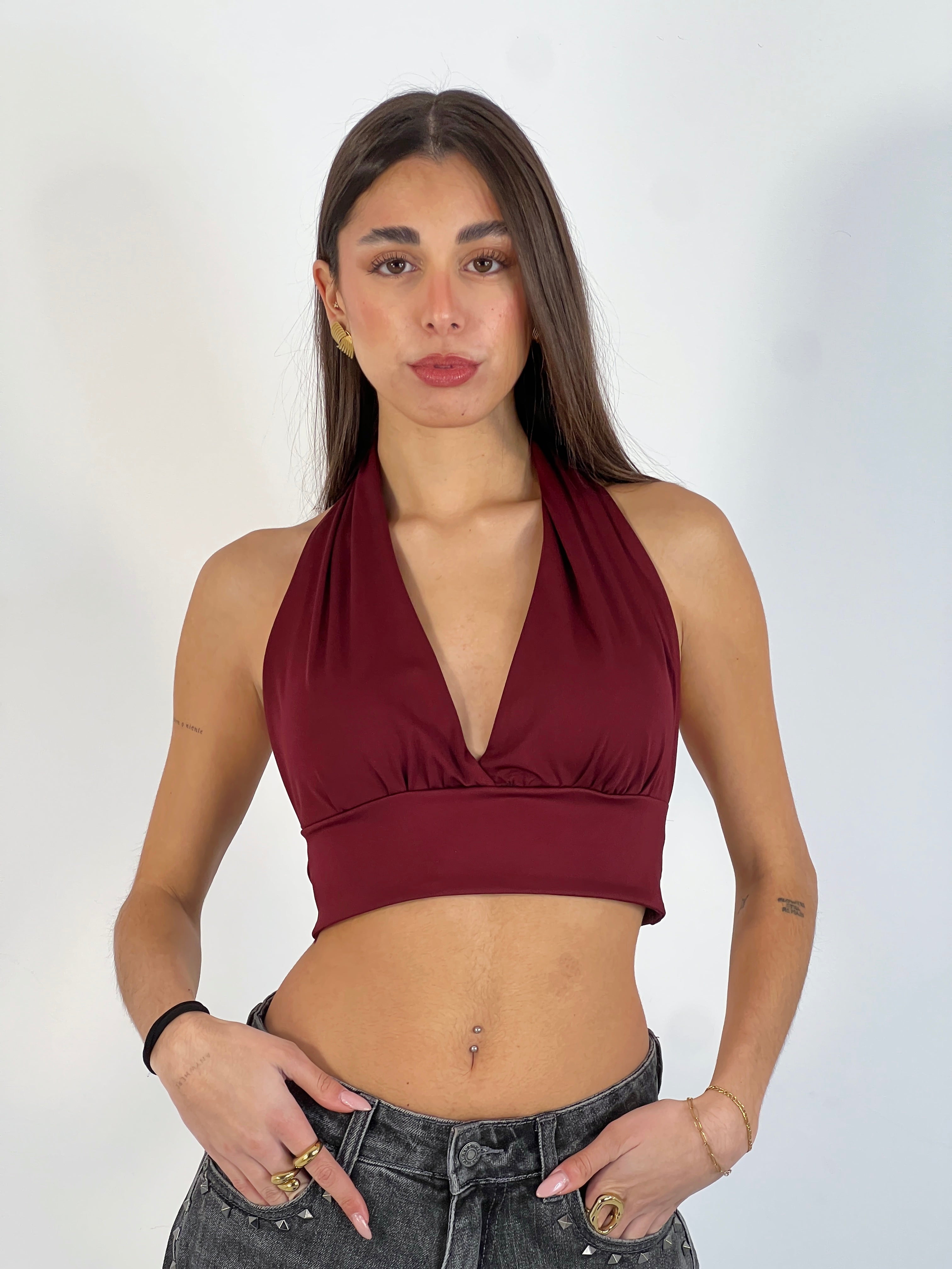 Haut licra à col halter