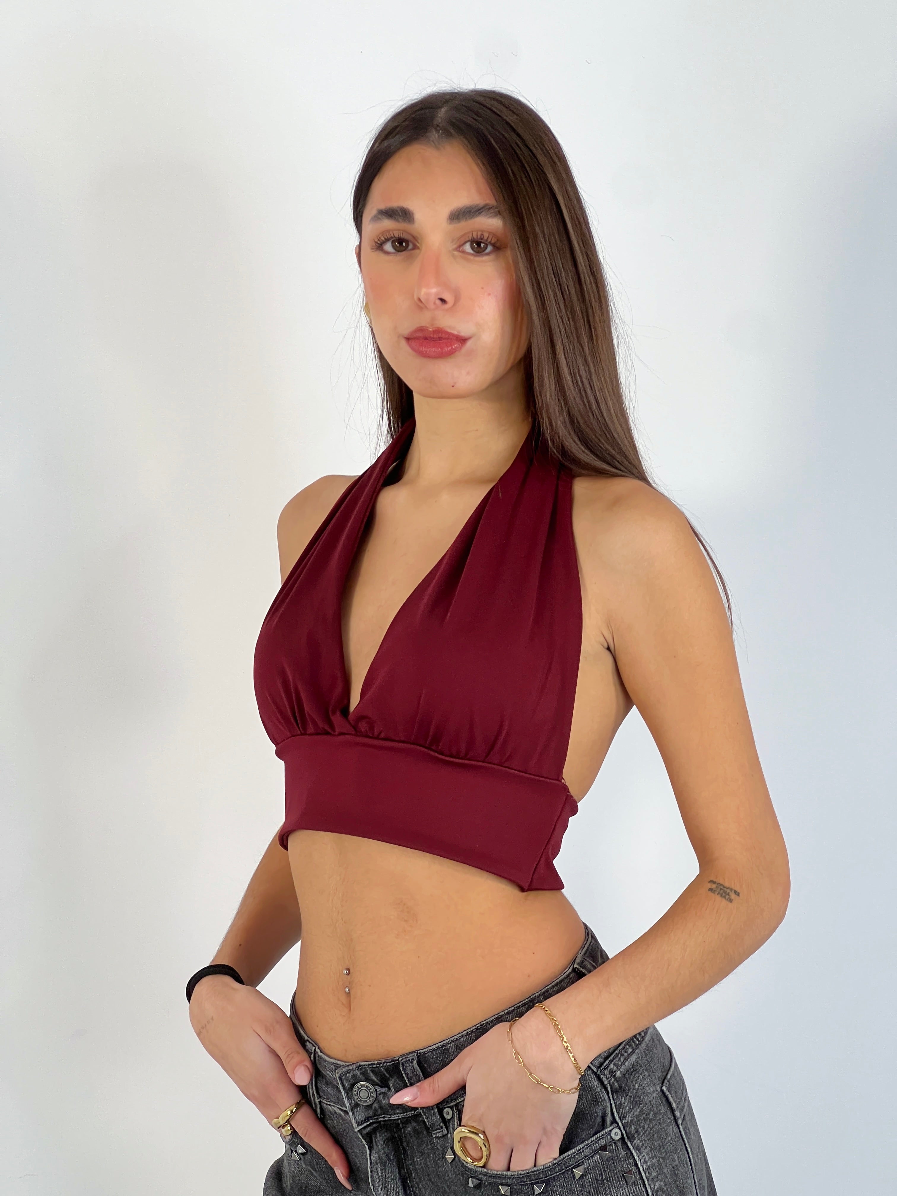 Haut licra à col halter