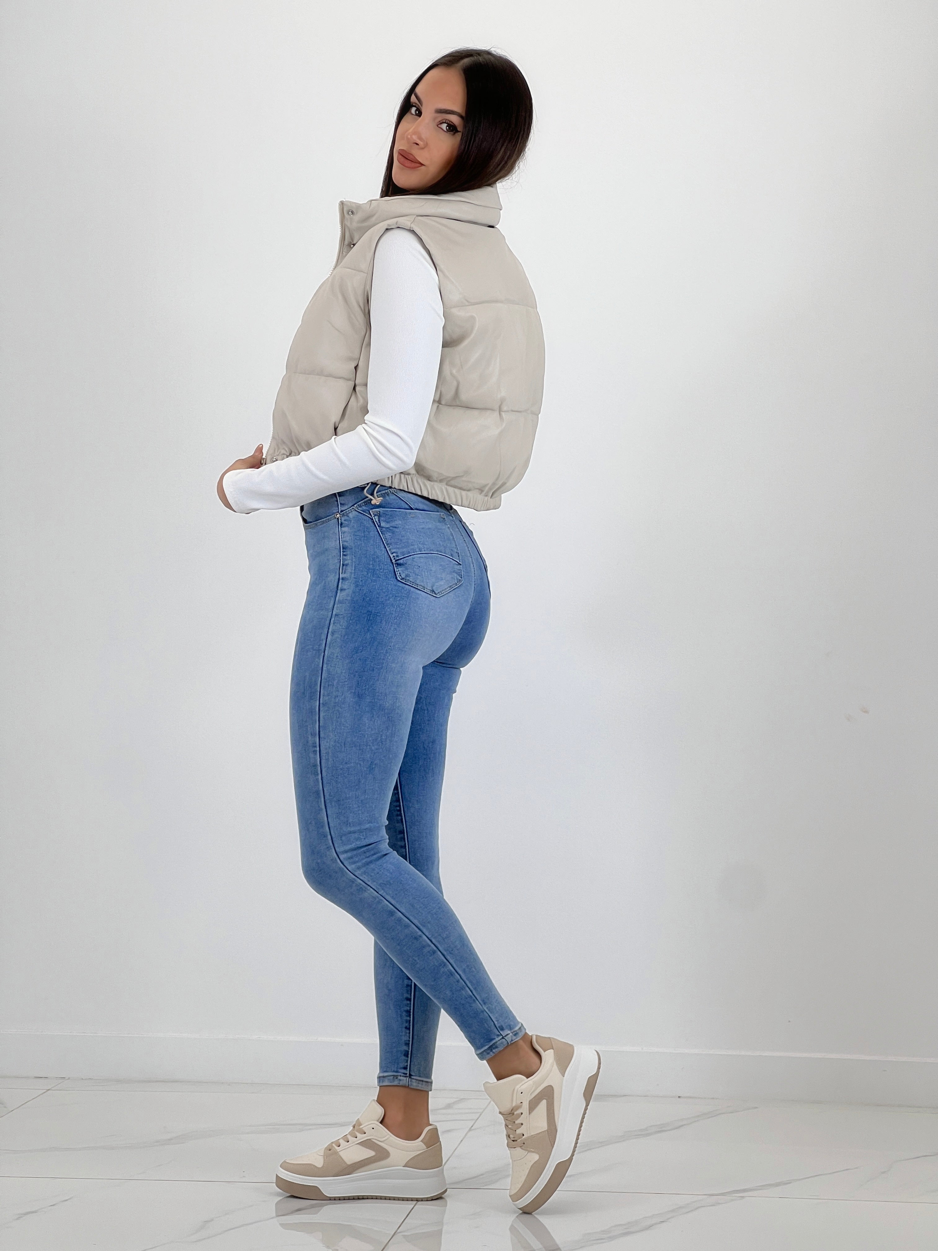 Faux leather padded vest