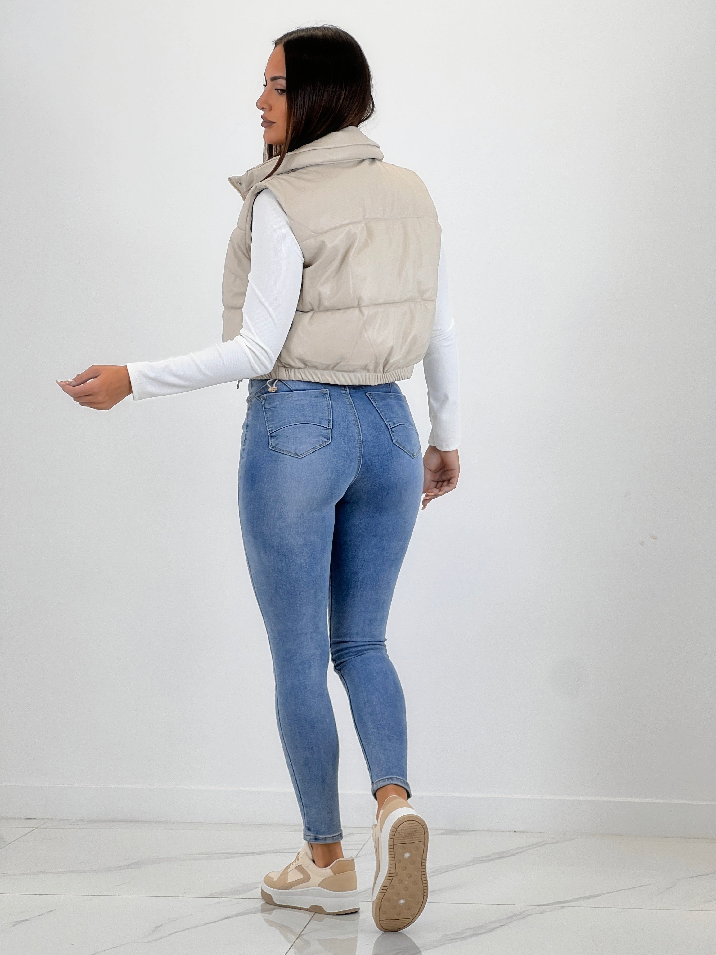 Faux leather padded vest
