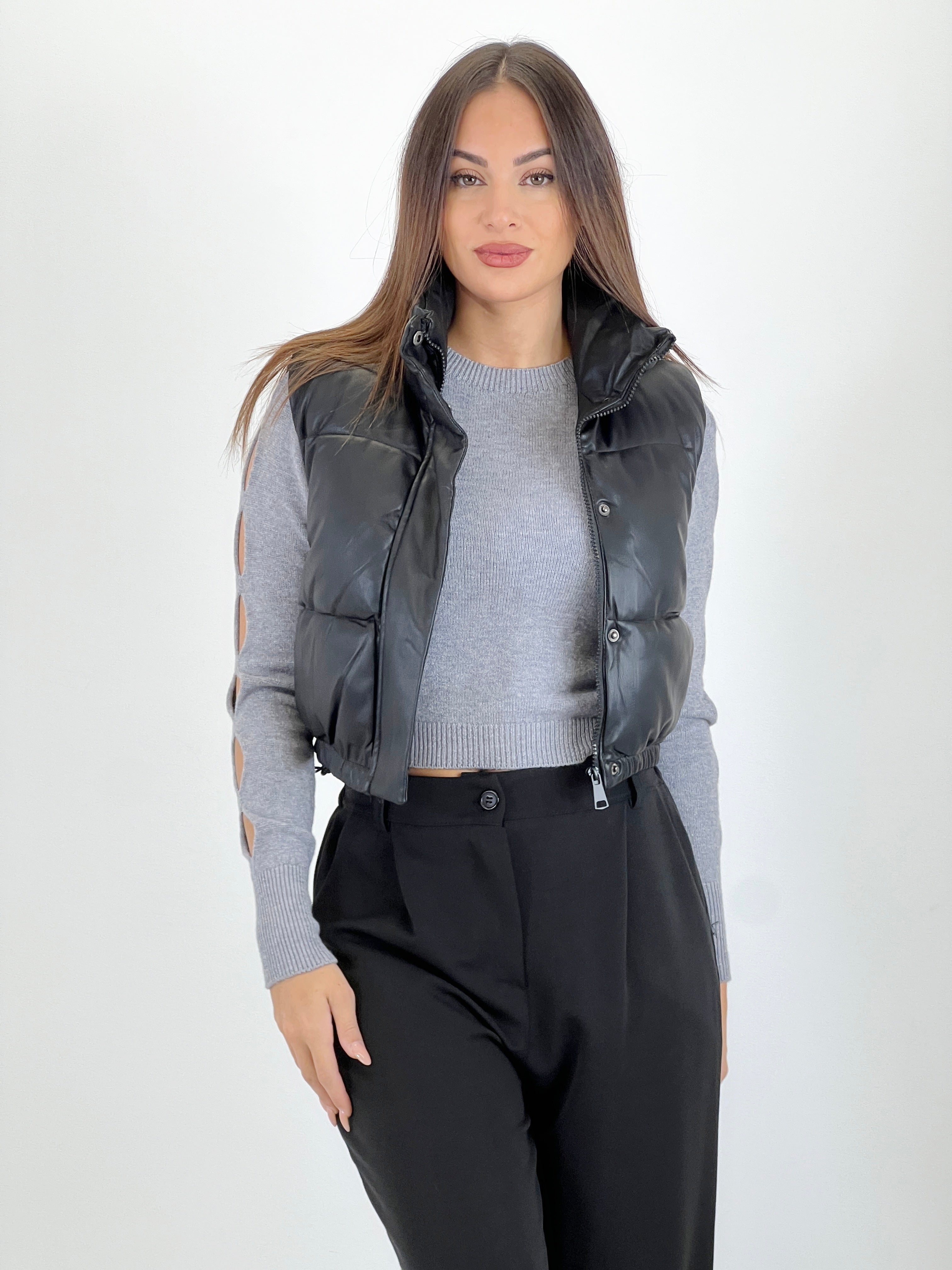 Faux leather padded vest