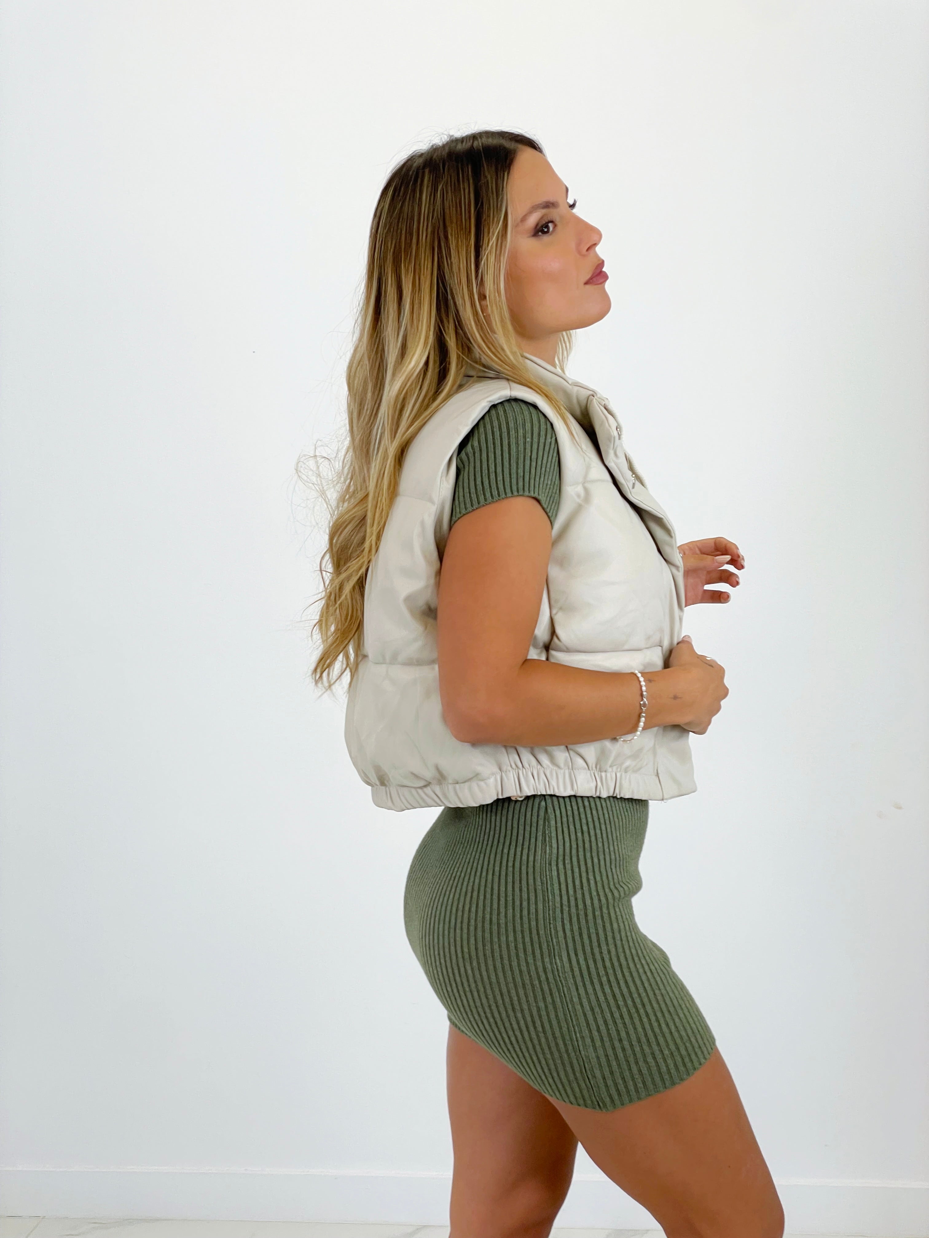 Faux leather padded vest