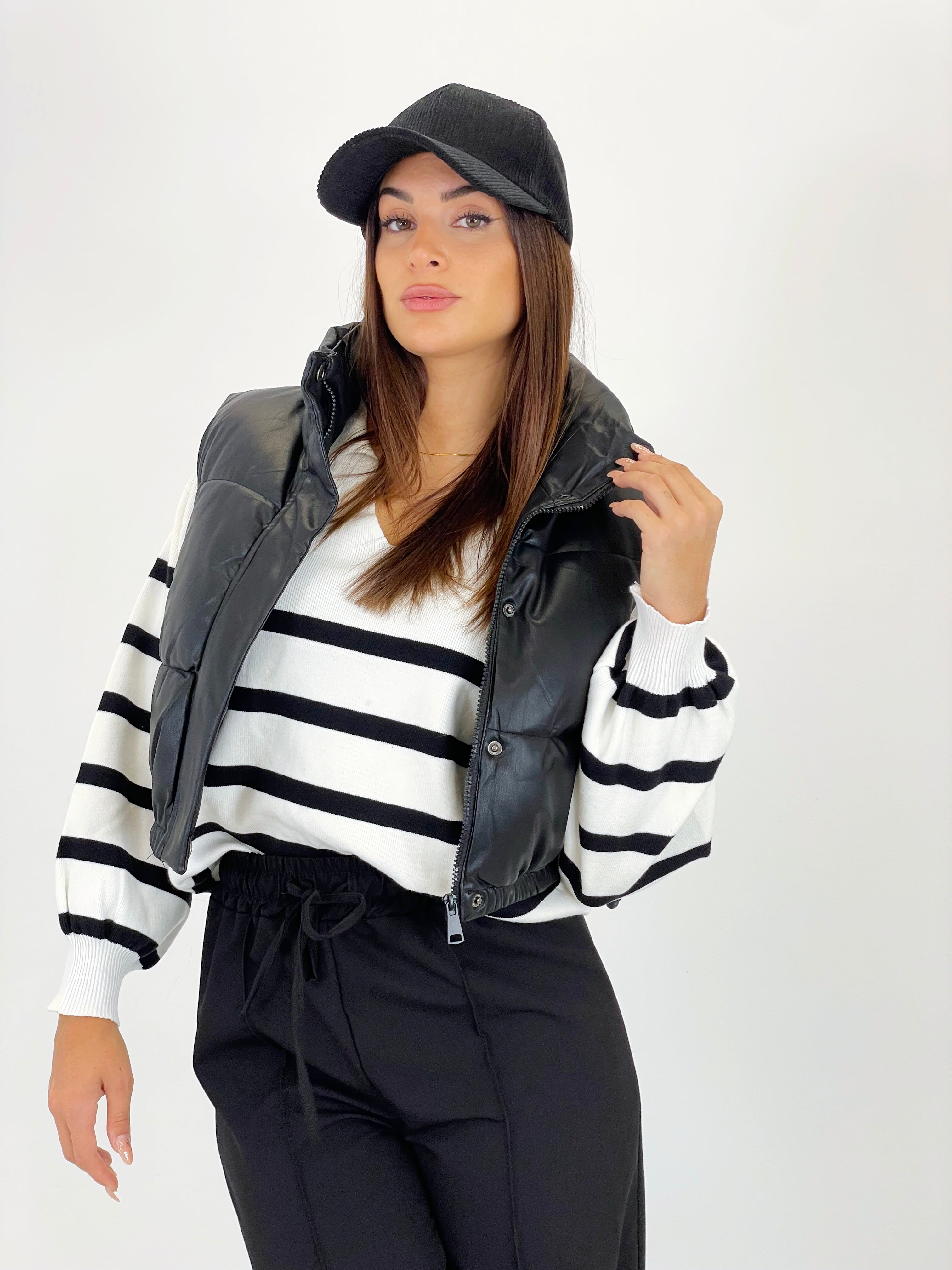 Faux leather padded vest