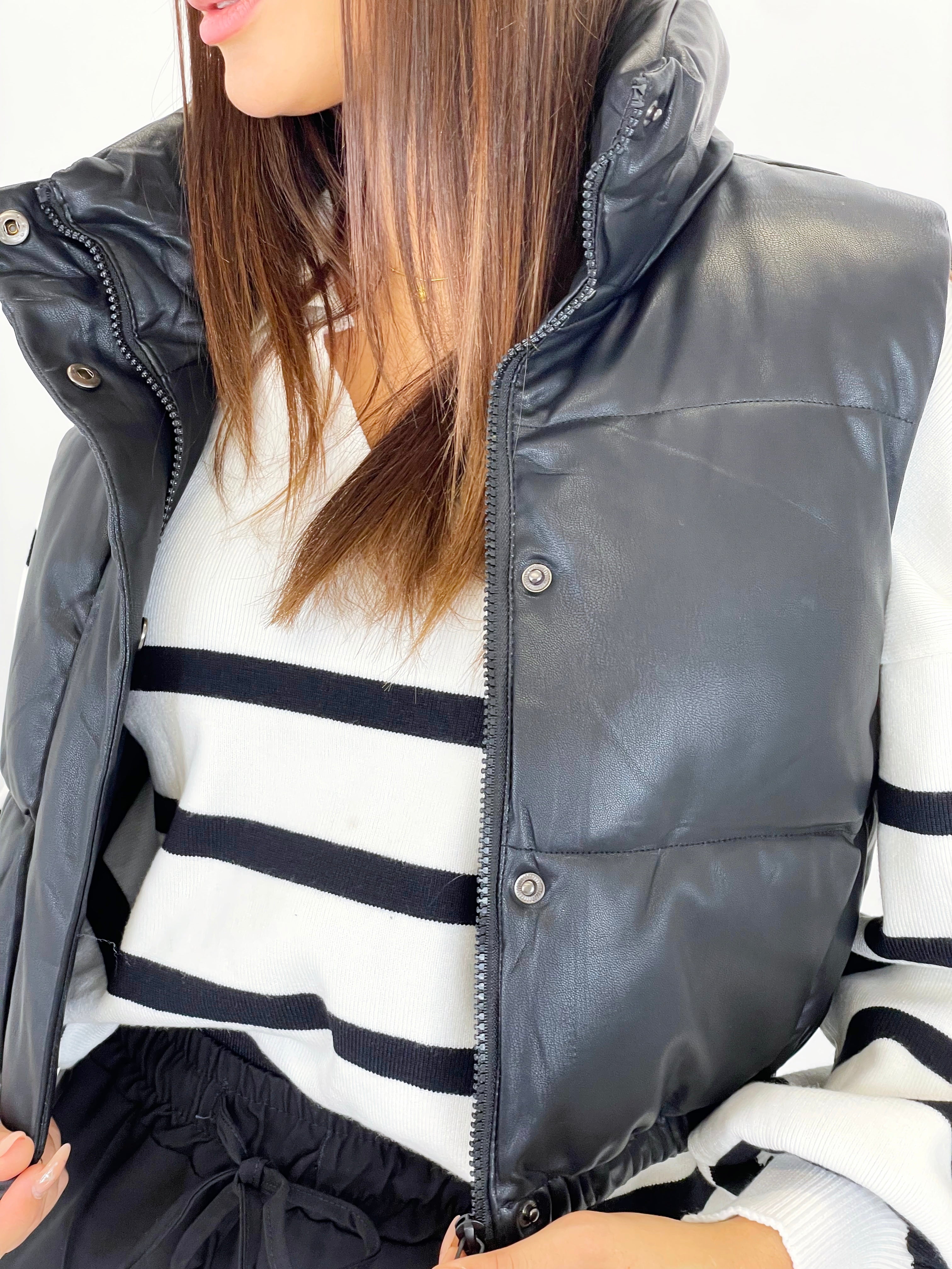 Faux leather padded vest