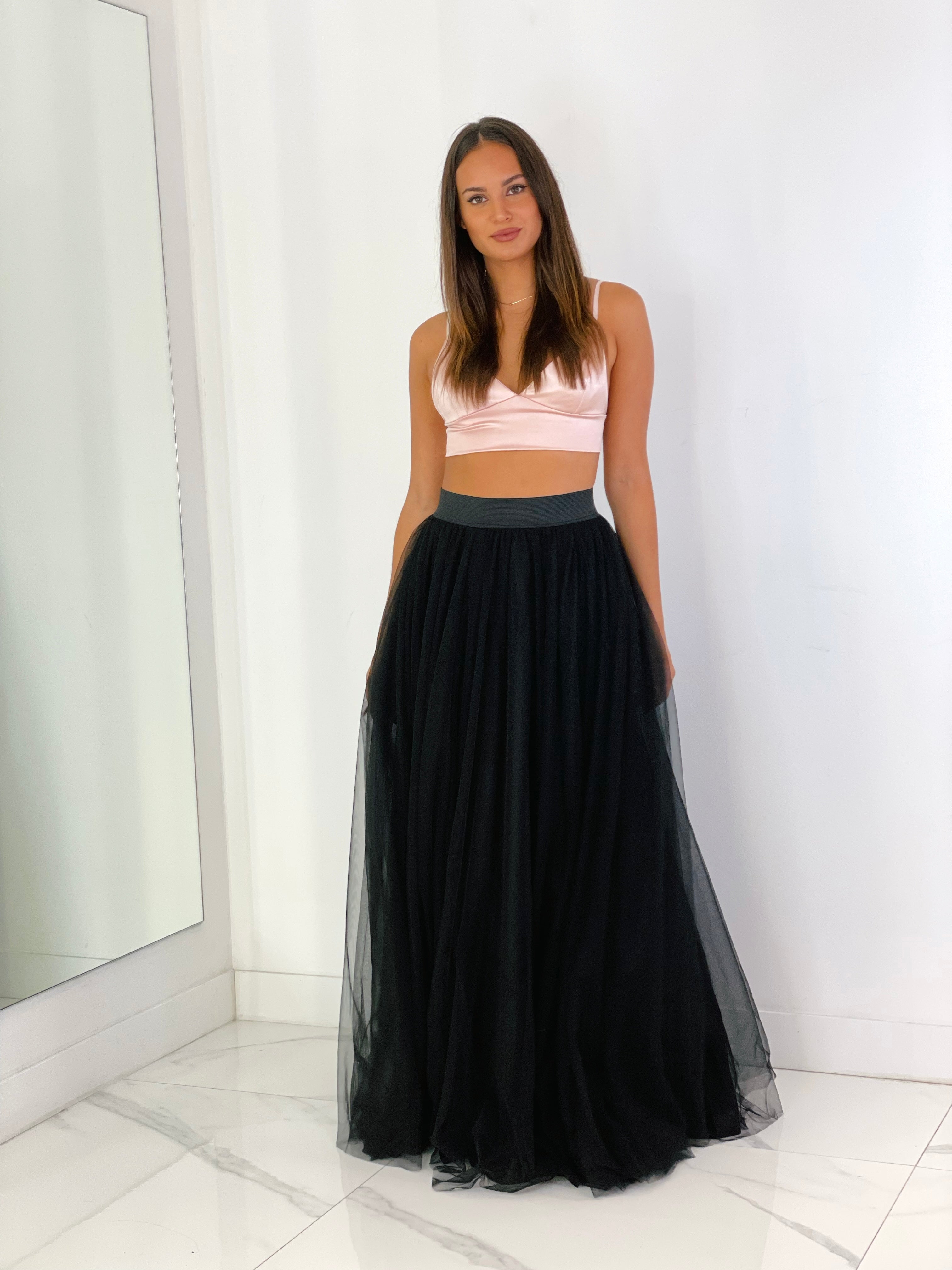 Falda de tul larga negra - elegante para boda o eventos o ceremonia | Zebra&Maduixa 