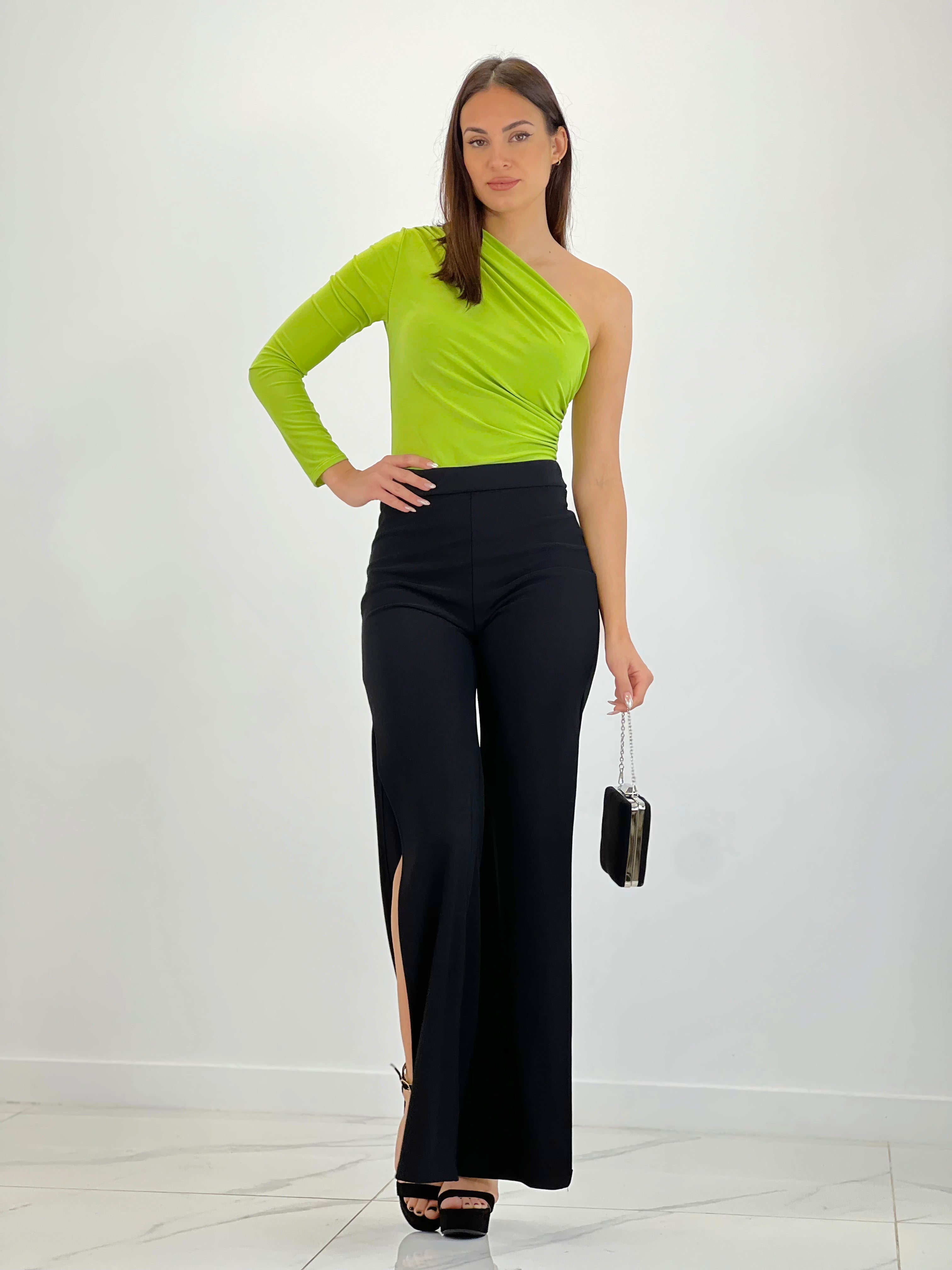 Asymmetrical gathered bodysuit
