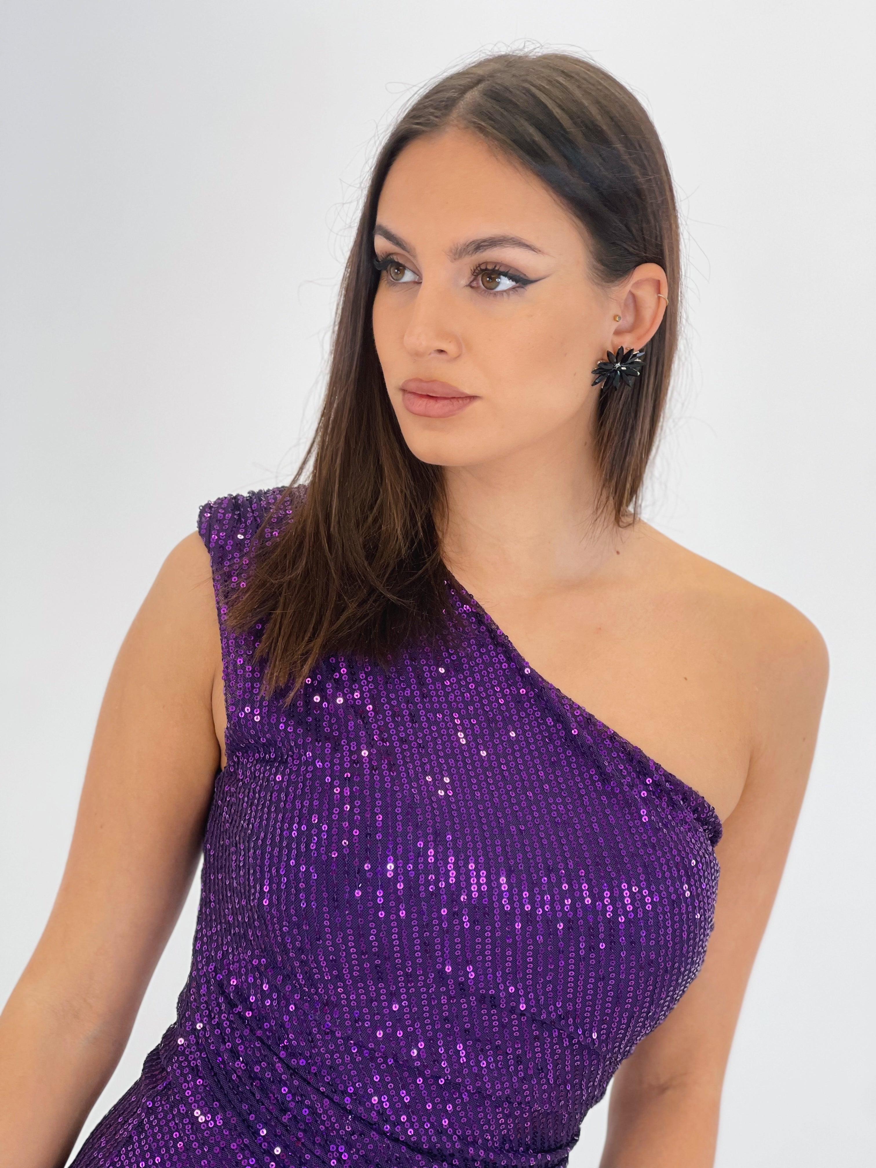 Vestido lentejuelas escote asimétrico - Zebra&Maduixa®